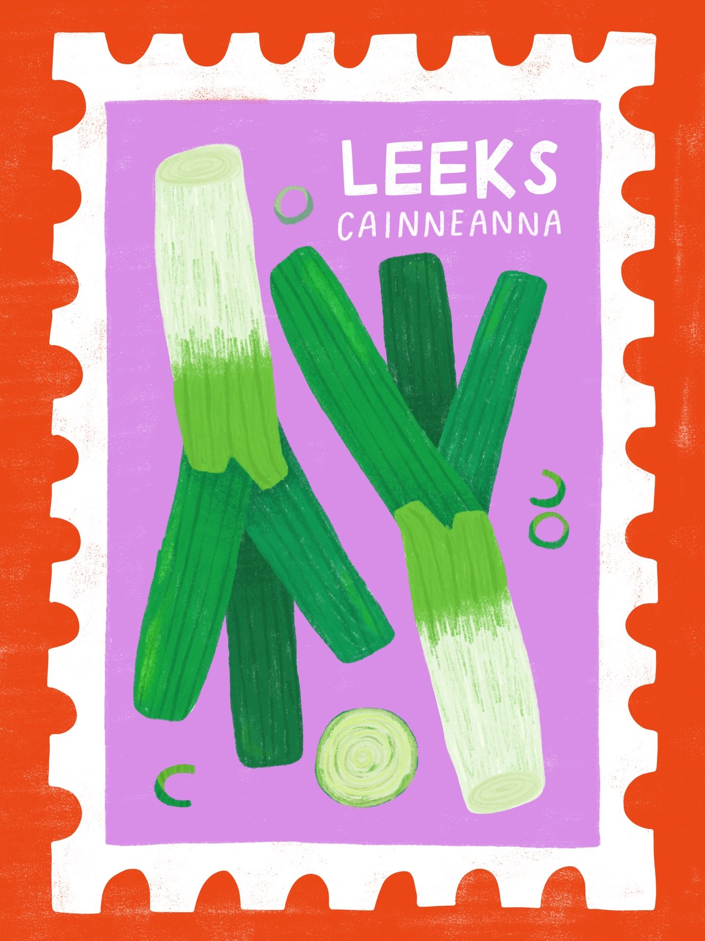 I wanted to share the March illustration from my seasonal fruit &amp; veg calendar before we hit April tomorrow. The March illustration of leeks is one of my fav from the calendar. I love the combination of the orange, purple and green 😍 

Did you m