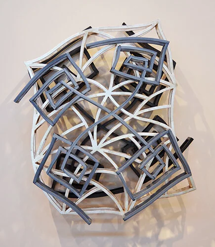 Darwins Map #3, 2000
Silver leaf, oil on wood
40 x 29 x 9 inches