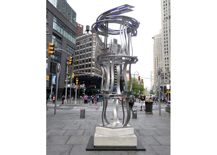 12-12-12
Stainless steel, stained glass
114 x 64 x 64 inches