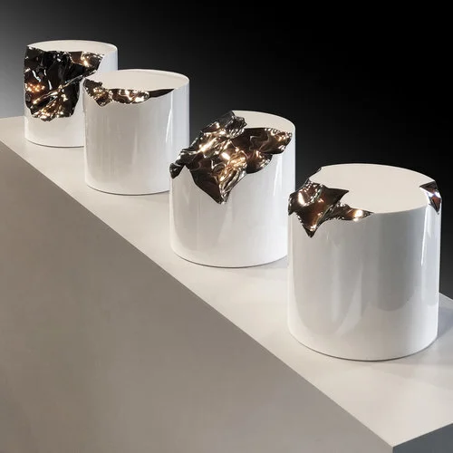 Shatter (White Series I), 2018
Stainless Steel / Automotive Urethane
Each piece 8 x 8 x 8 inches