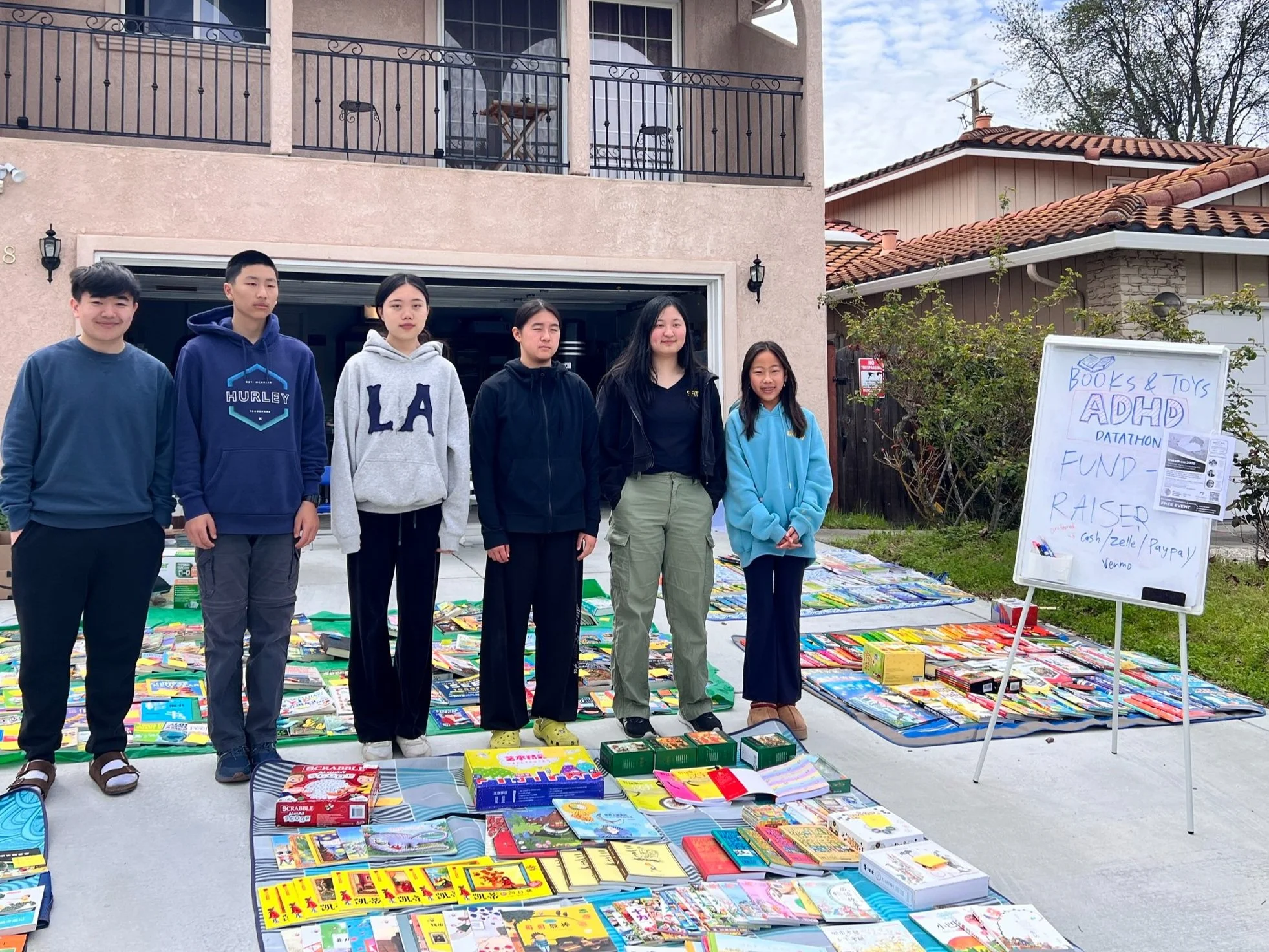  Fundraiser hosted at  Chloe Wu ’s (Lynbrook High School) house, led by  Ranya Zhang  (Homestead High School) with invaluable contributions from Chloe Wu,  Elaina Li ,  Russel Wang  (Homestead High School),  William Xue  (Palo Alto High School) and  Cherry Chen  (not pictured) and her sister to make it all happen! 
