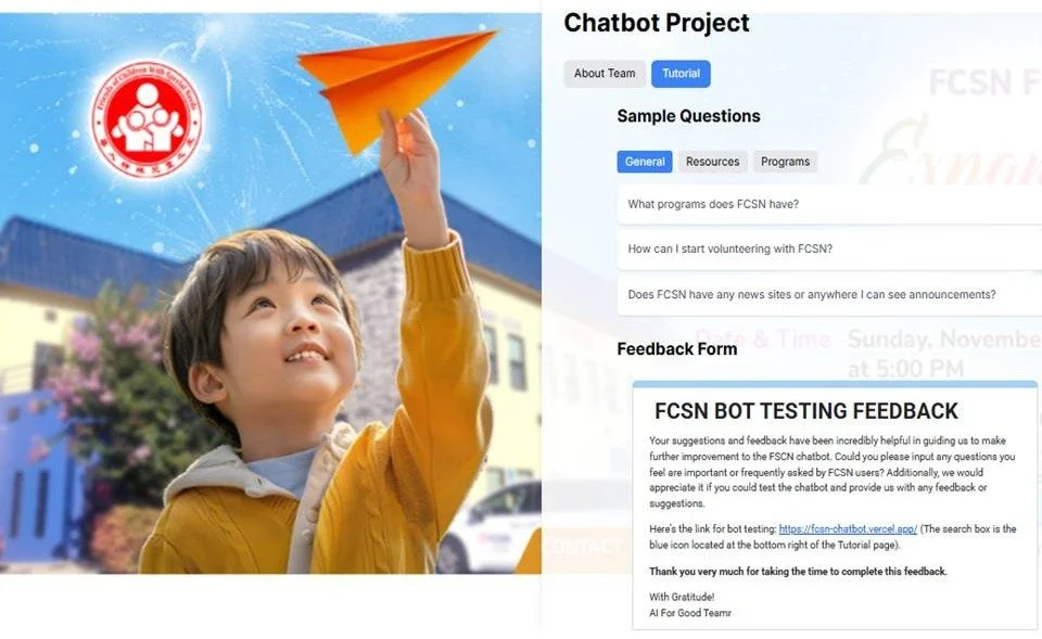 A young boy in a yellow jacket is holding a paper airplane above his head, smiling and looking up, with a background of a building and trees.