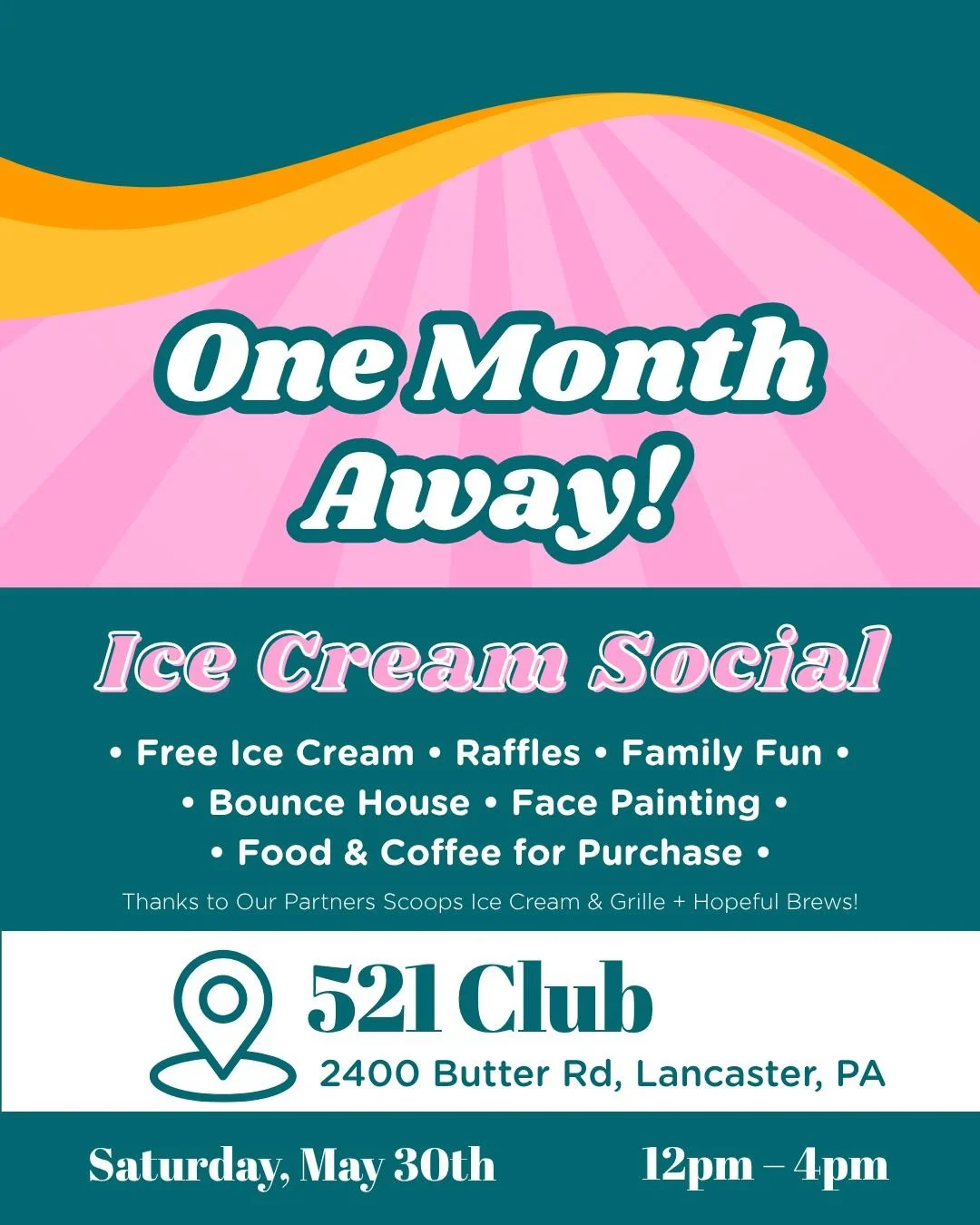 We&rsquo;re officially one month away from our Ice Cream Social. 🍦💛

Join us for an afternoon of free ice cream, raffles, family fun, and more &mdash; all in support of providing backpacks for individuals starting recovery.

We can&rsquo;t wait to 