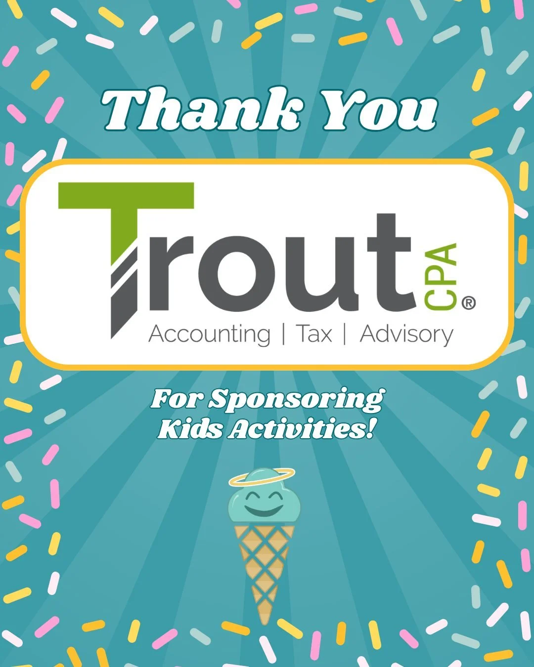 Thank you t@troutcpa for sponsoring our kids activities at this year&rsquo;s Ice Cream Social! 

Your support helps make this event welcoming and fun for families in our community.

#FamilyFun #CommunityEvent #sponsor