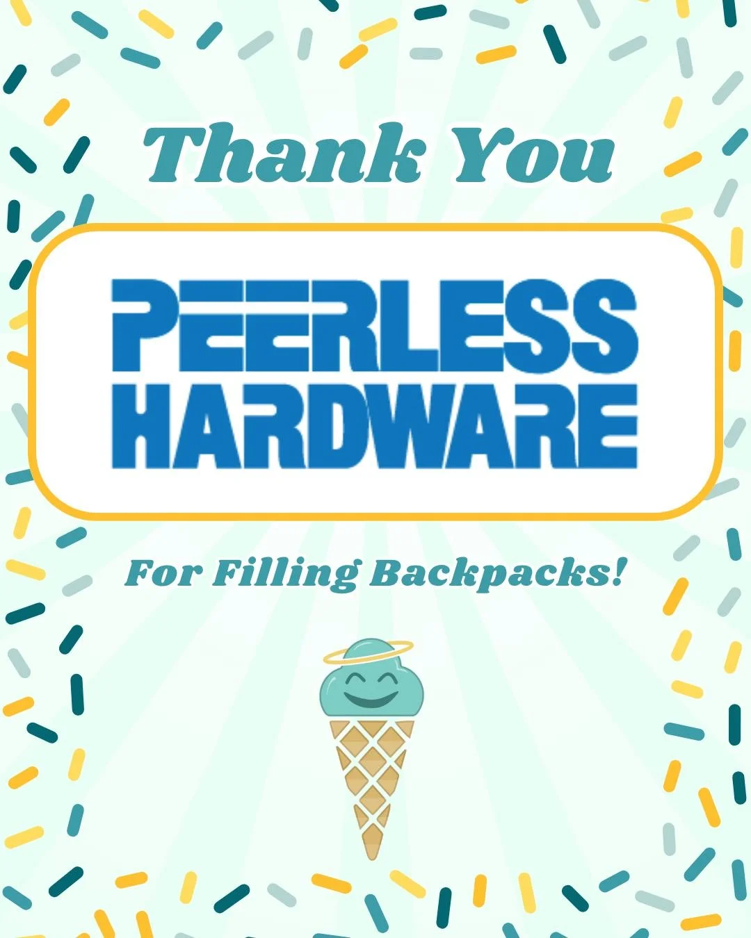 A huge thank you to Peerless Hardware for donating backpacks for A Scoop of Hope! 

These backpacks will go directly to individuals beginning their recovery journey, providing not only essential items, but also encouragement, dignity, and hope during