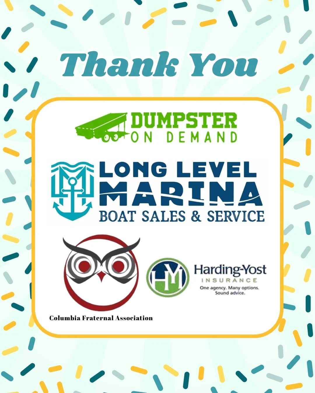 Thank you to Dumpster on Demand, @longlevelmarina, @hardingyostinsurance, and the Columbia Fraternal Association for helping support our backpack mission.

Your generosity helps us provide encouragement, resources, and essentials to individuals begin