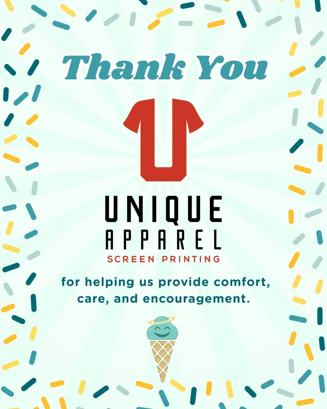 We&rsquo;re so grateful to our long time partner, @uniqueapparel717 for supporting A Scoop of Hope and helping us provide meaningful items for the individuals we serve, as well as creating our beautiful new apparel and merch!

Their generosity helps 