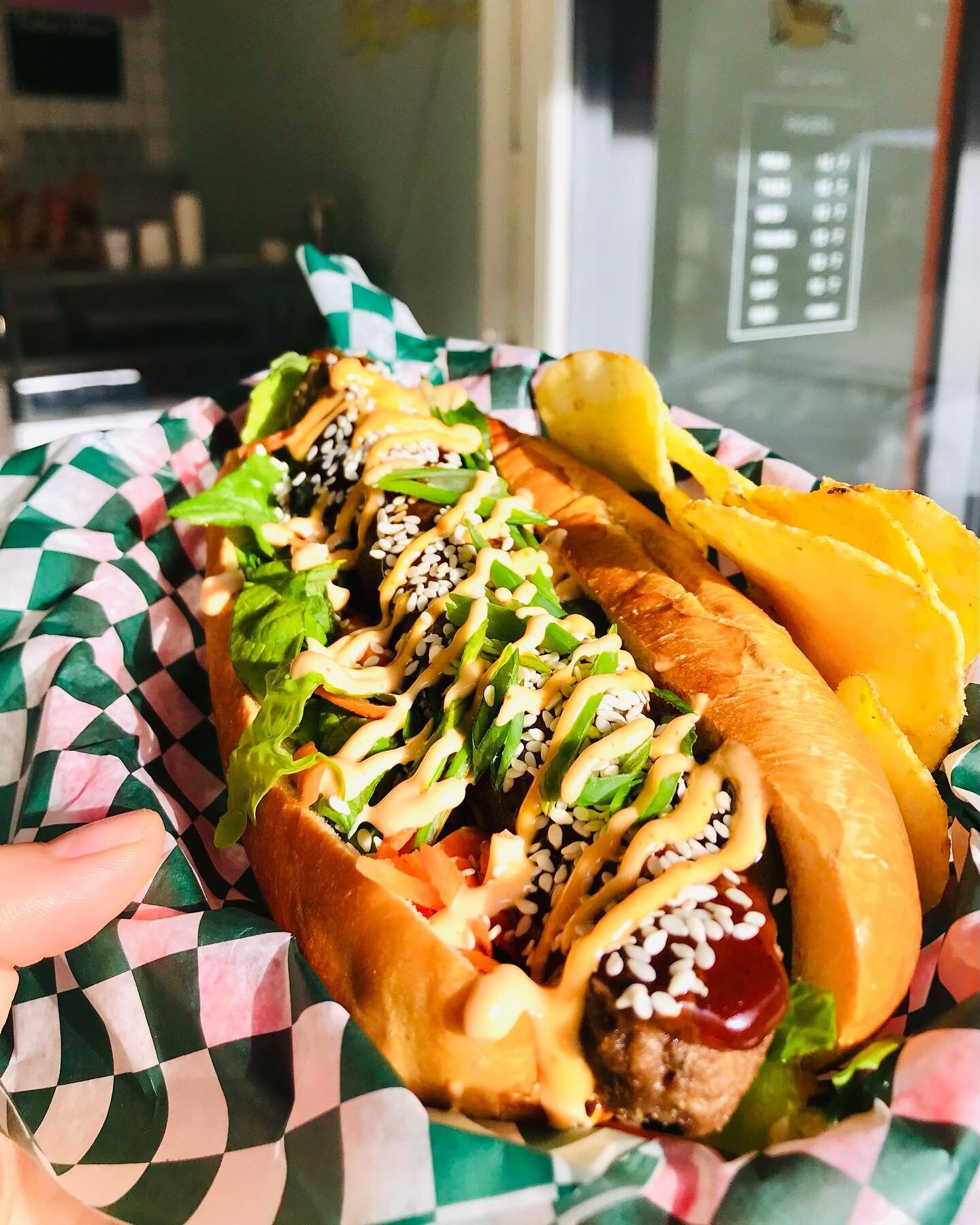 New feature Wiennie! 🚨🚨 

The Sweet n&rsquo; Sour Meatball Dog:

My mom&rsquo;s famous sweet n&rsquo; sour meatball recipe but in hotdog form! Topped with crunchy carrots, cukes, and romain lettuce, sesame seeds, and spicy siracha mayo. 

Thanks Mo