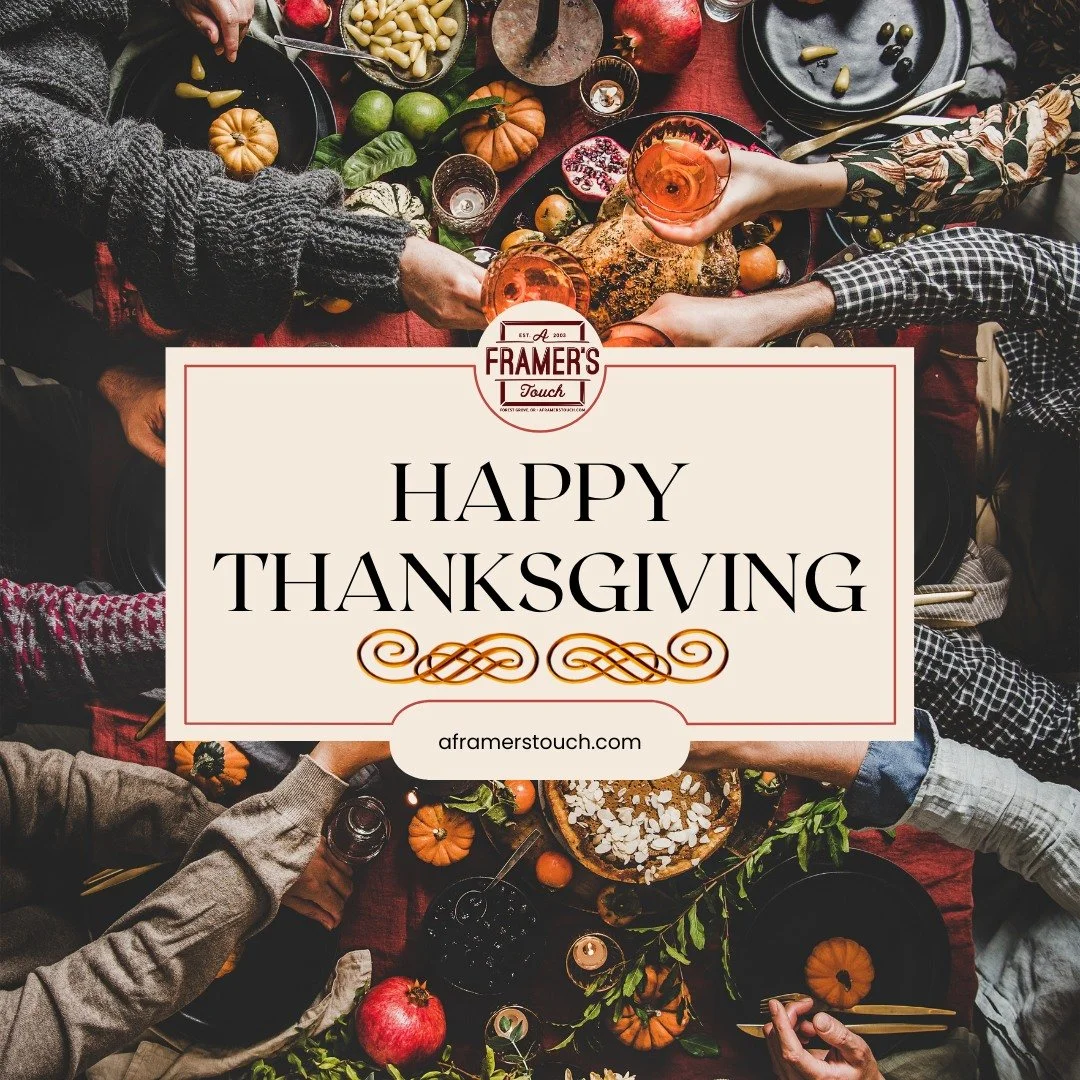 Happy Thanksgiving to all our friends and neighbors! 🦃💛 We&rsquo;re so grateful for our amazing customers and artists who make our shop feel like family. Thank you for trusting us with the moments, memories, and artwork you hold dear. Our store wil