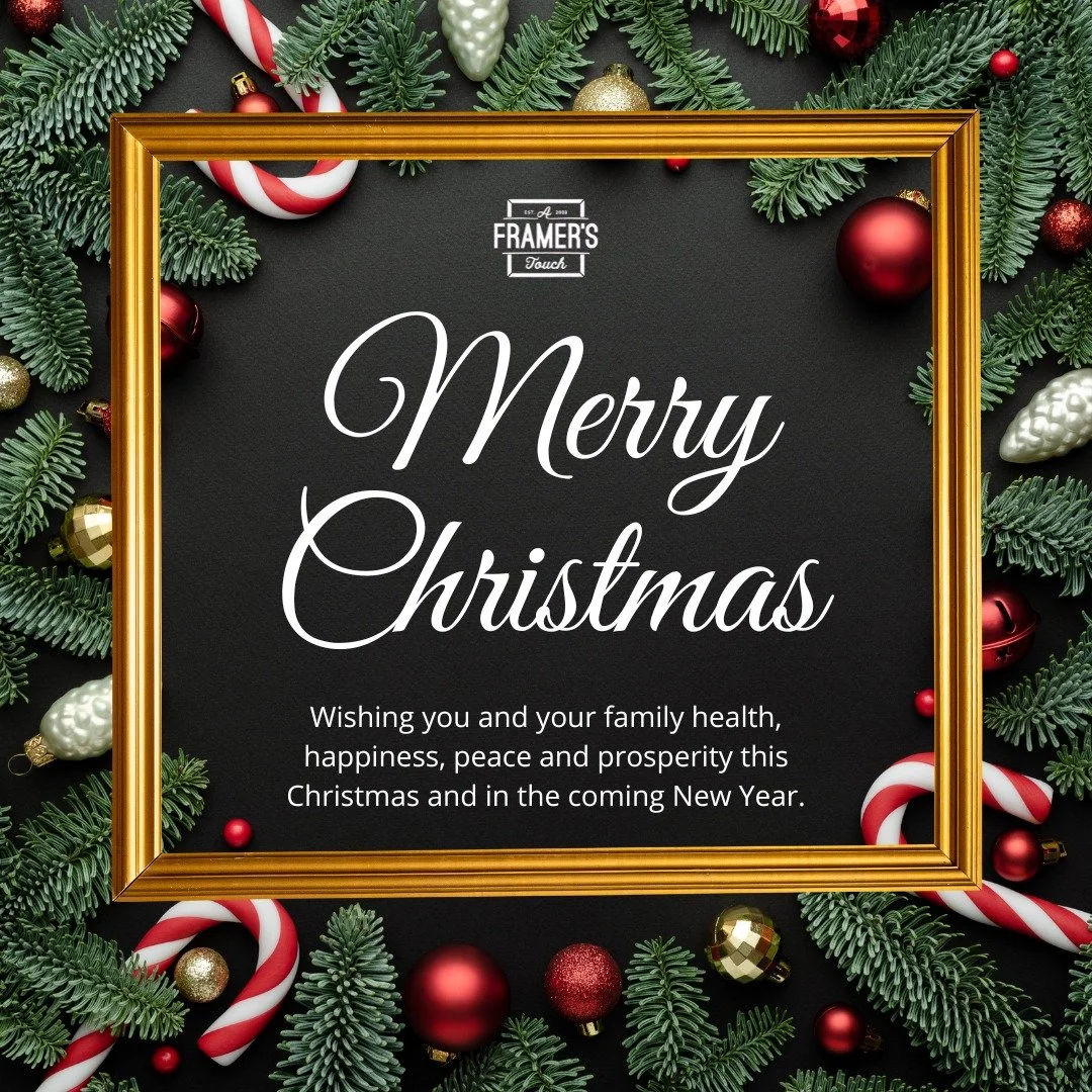 Merry Christmas from your local picture framers 🎄
We&rsquo;re so grateful to our customers and community, and we wish you a joyful holiday filled with love and time with those who matter most.