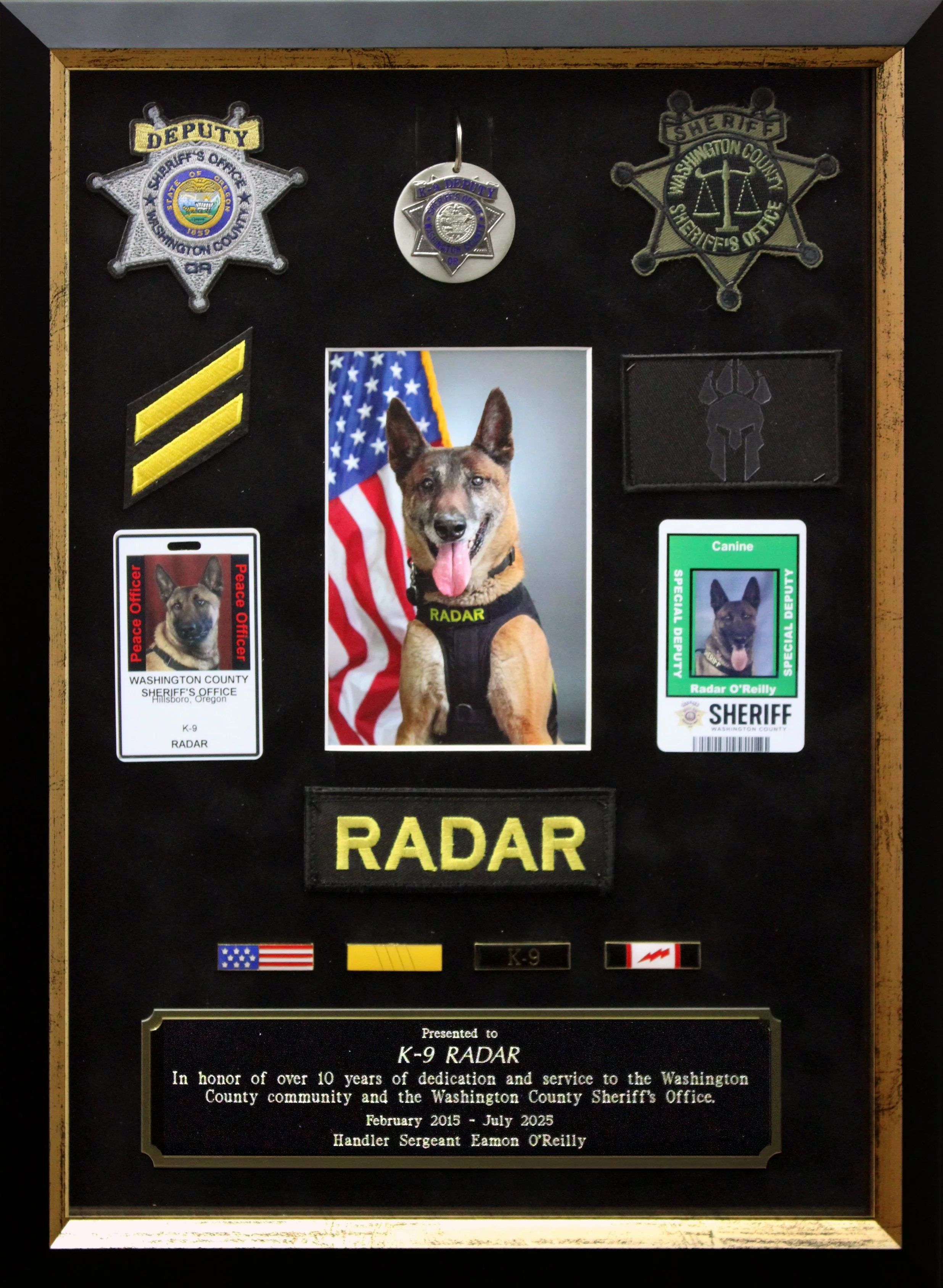 Custom Shadow Box Ceremonial Law Enforcement Framing