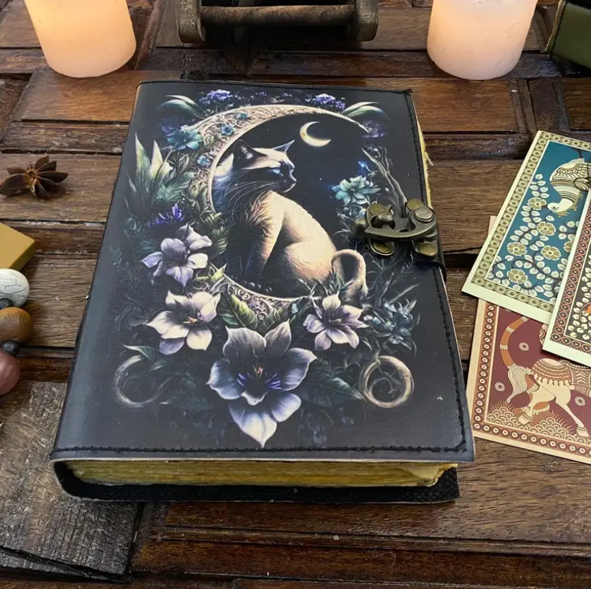 Cat in the Moon 2 - Hand-Bound Leather Journal.png