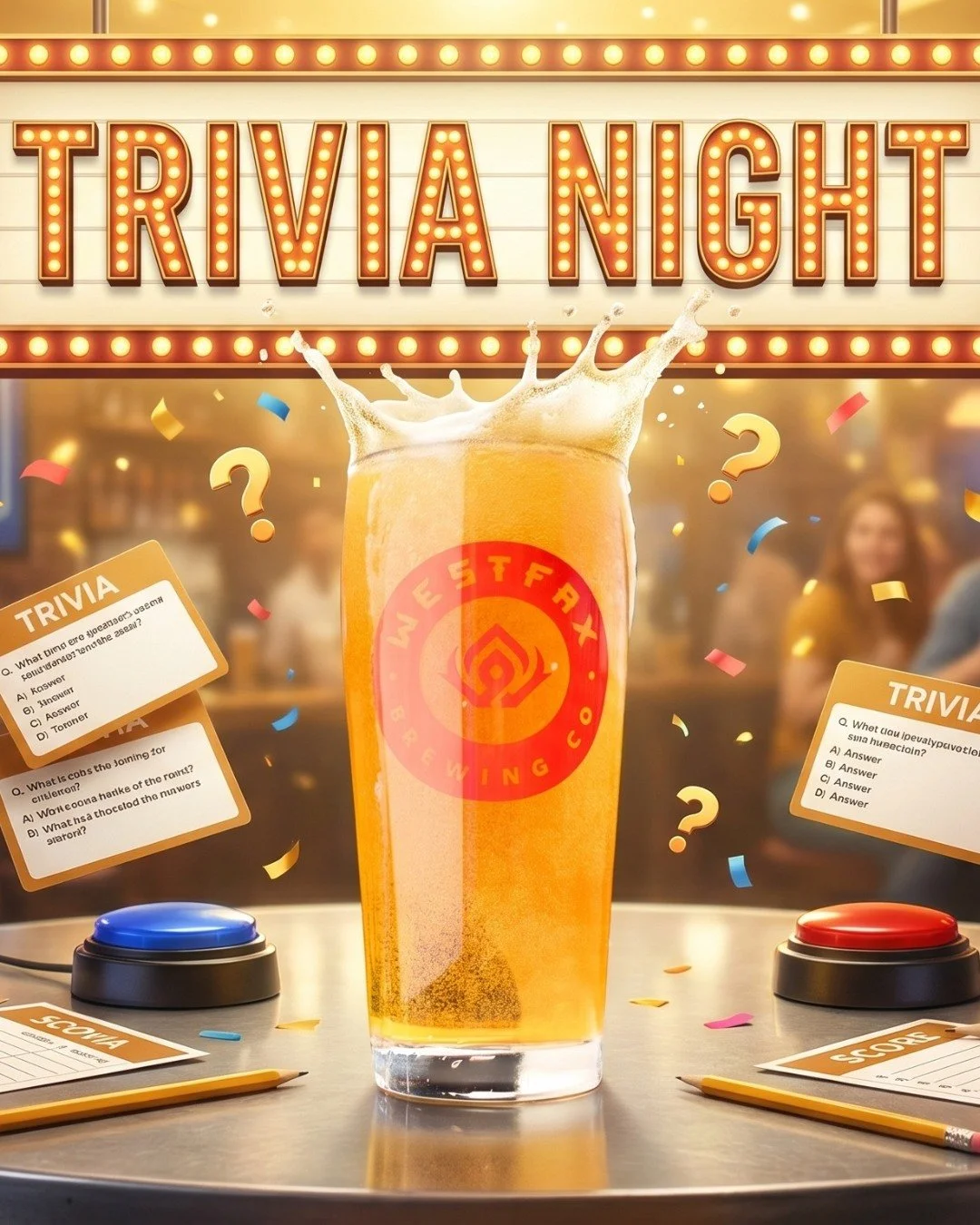 🧠🍻 𝐓𝐑𝐈𝐕𝐈𝐀 𝐍𝐈𝐆𝐇𝐓 𝐀𝐓 𝐖𝐄𝐒𝐓𝐅𝐀𝐗 🍻🧠

Every Wednesday, the beers are cold, the questions are questionable, and the competition gets way too serious 😎

Join @notrockettrivia  for a midweek night of laughs, bragging rights, and maybe 