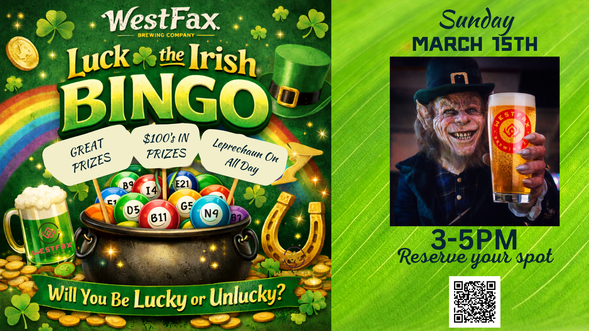 Luck Of The Irish Bingo — WestFax Brewing, Lakewood, CO