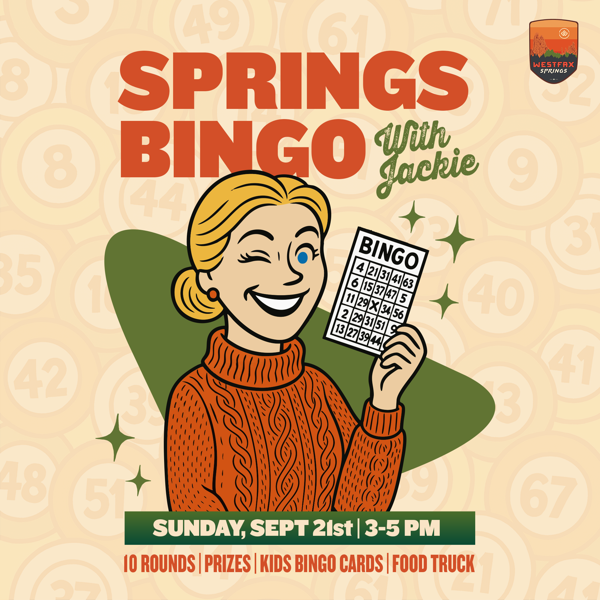 Springs Bingo With Jackie - Sept 21st