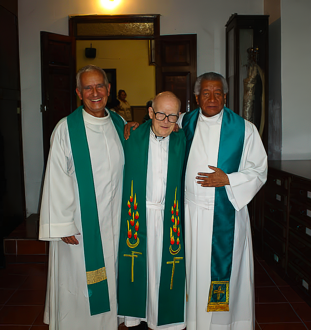 Fr. Harvey with Fr. Don Wainwright and Fr. Daniel Nolasco in Mexico City, 2005