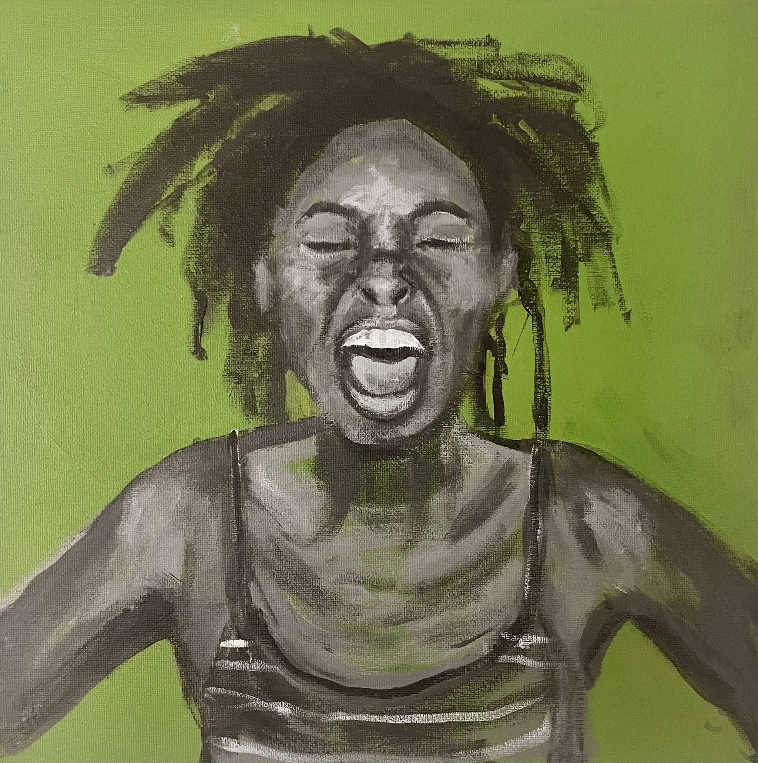 Detail: SCREAM 2025 Series - 14" X 14" Acrylic on Canvas