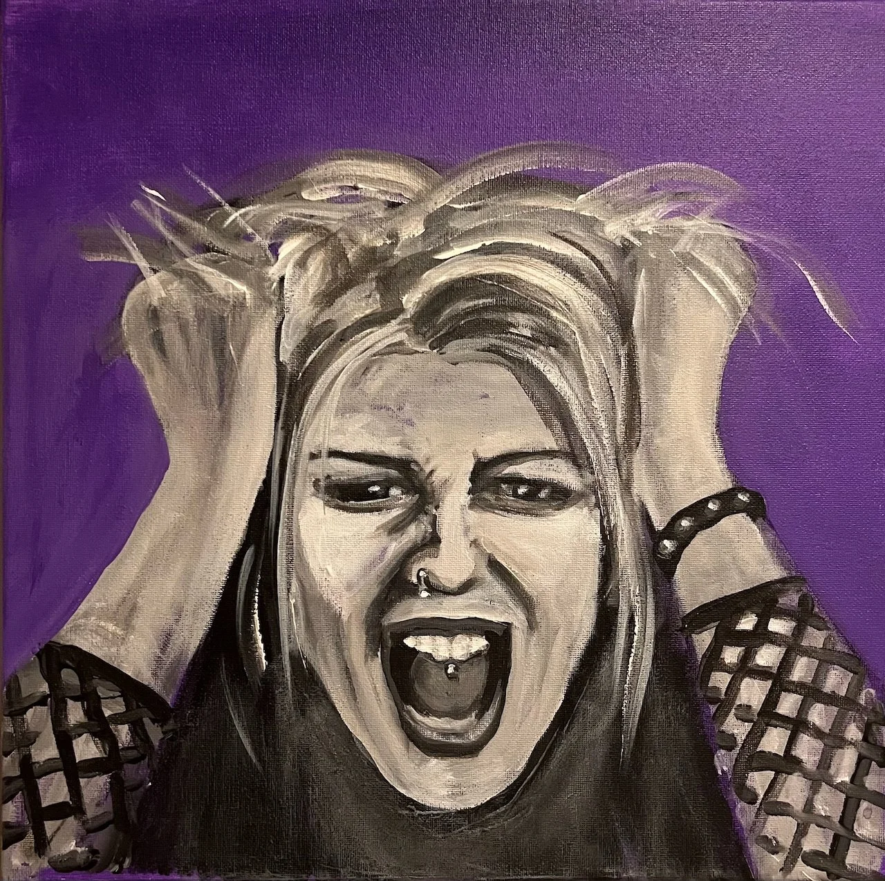 Detail: SCREAM 2025 Series - 14" X 14" Acrylic on Canvas