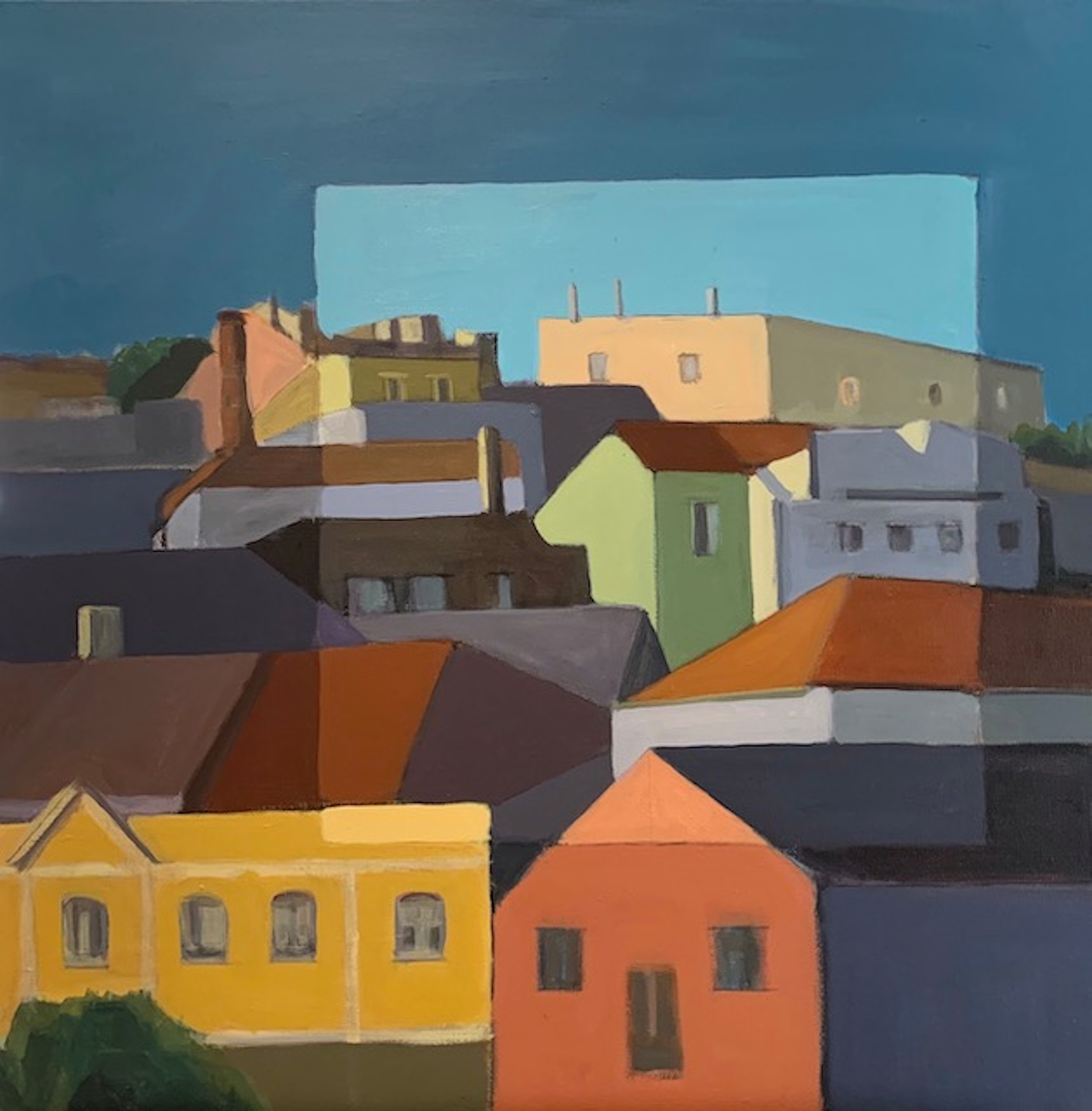Lisbon Hillside, 24X24", Acrylic on canvas