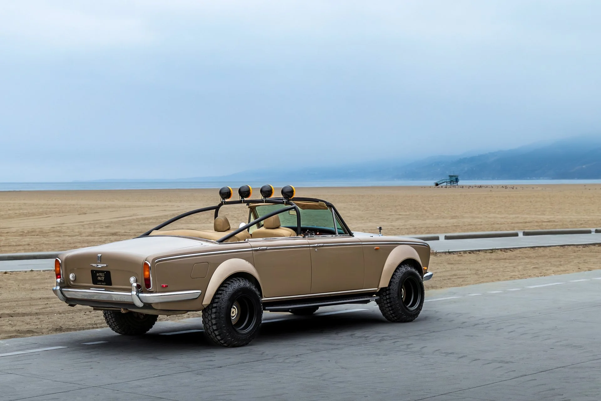 Bad Bunny's off-road convertible Rolls-Royce at Santa Monica Beach