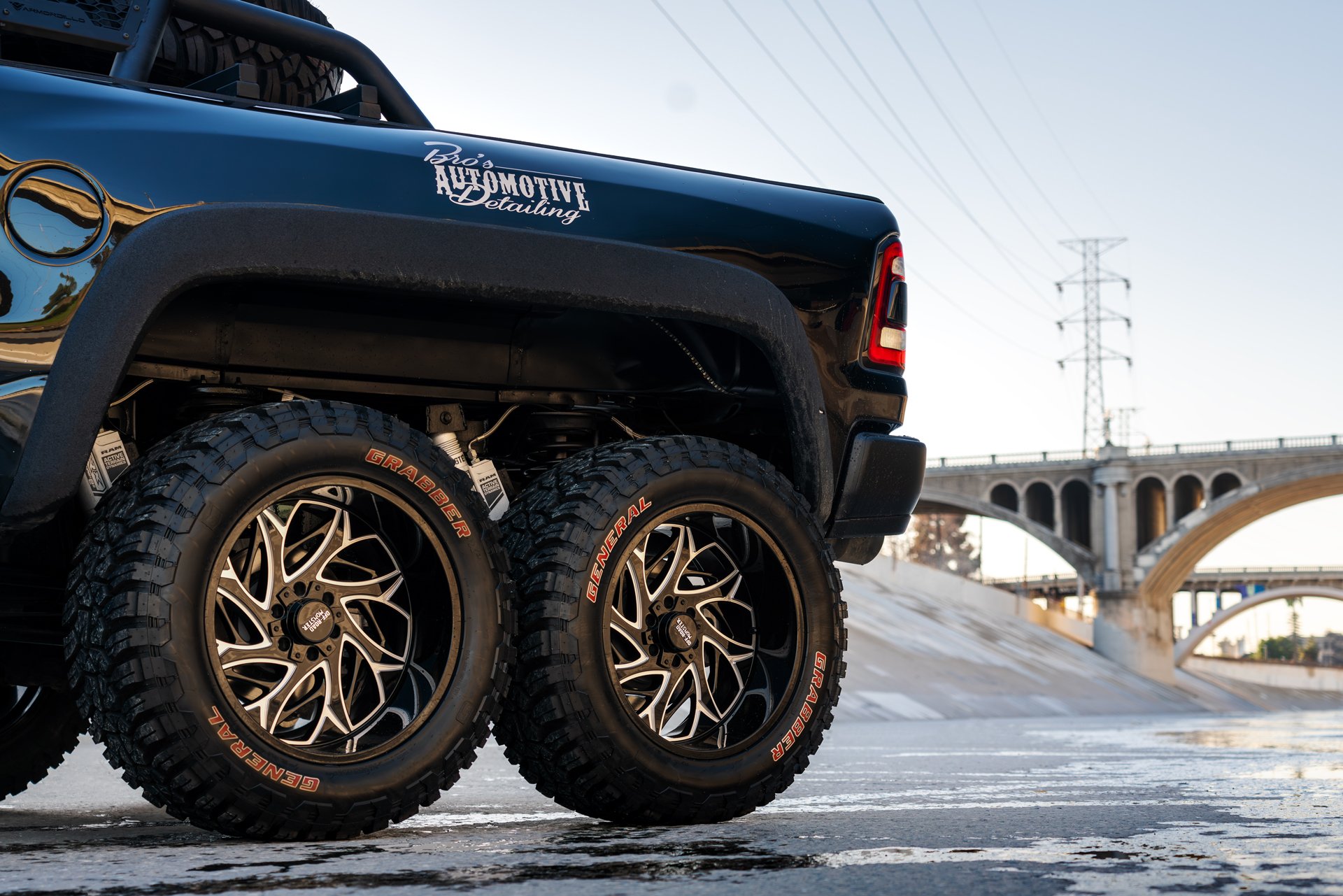 Apocalypse 6x6 RAM TRX on General tires in the Los Angeles River