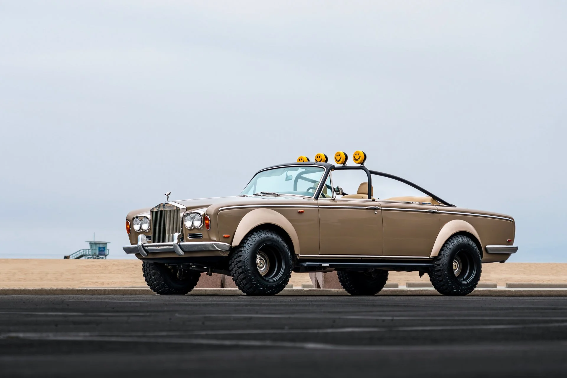 Bad Bunny's off-road convertible Rolls-Royce at Santa Monica Beach