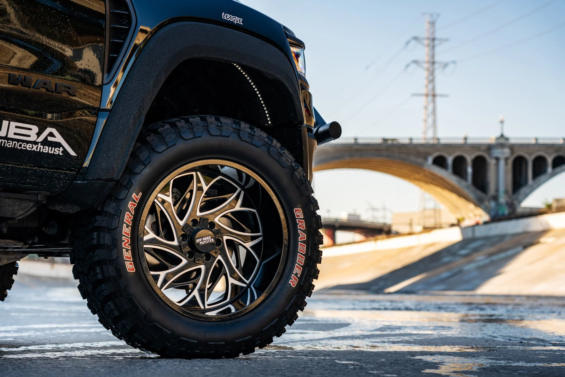Apocalypse 6x6 RAM TRX on General tires in the Los Angeles River