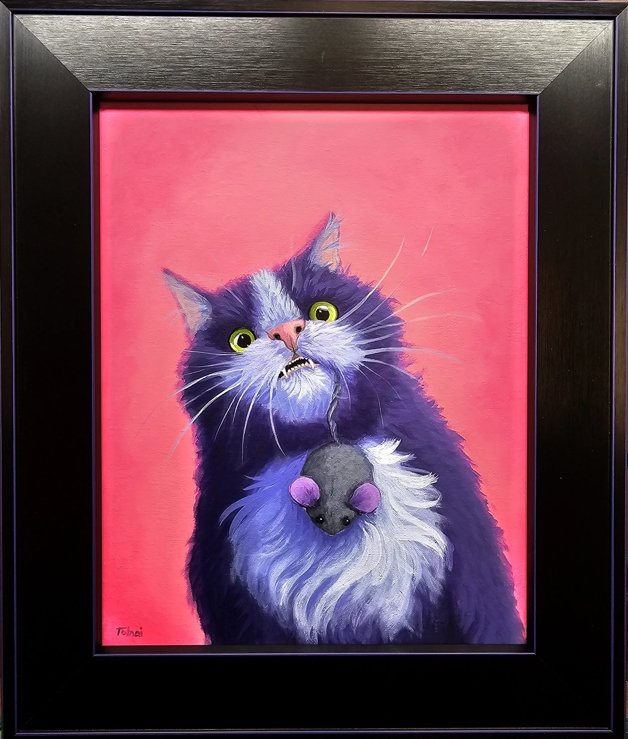 "I Brought You A Gift", Acrylic on canvas board, 8" x 10", framed