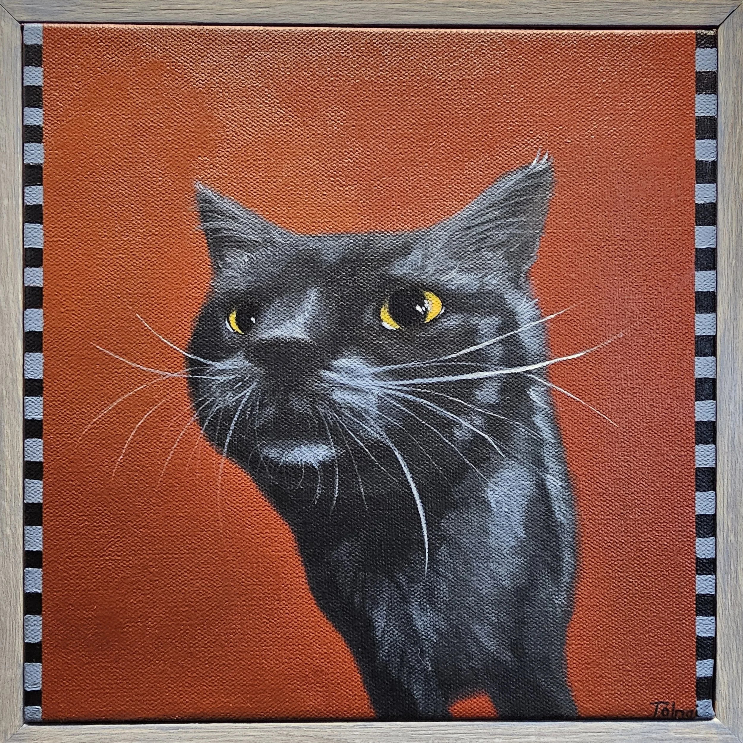 "The Stare Down", Acrylic on canvas, 10" x 10", framed - SOLD