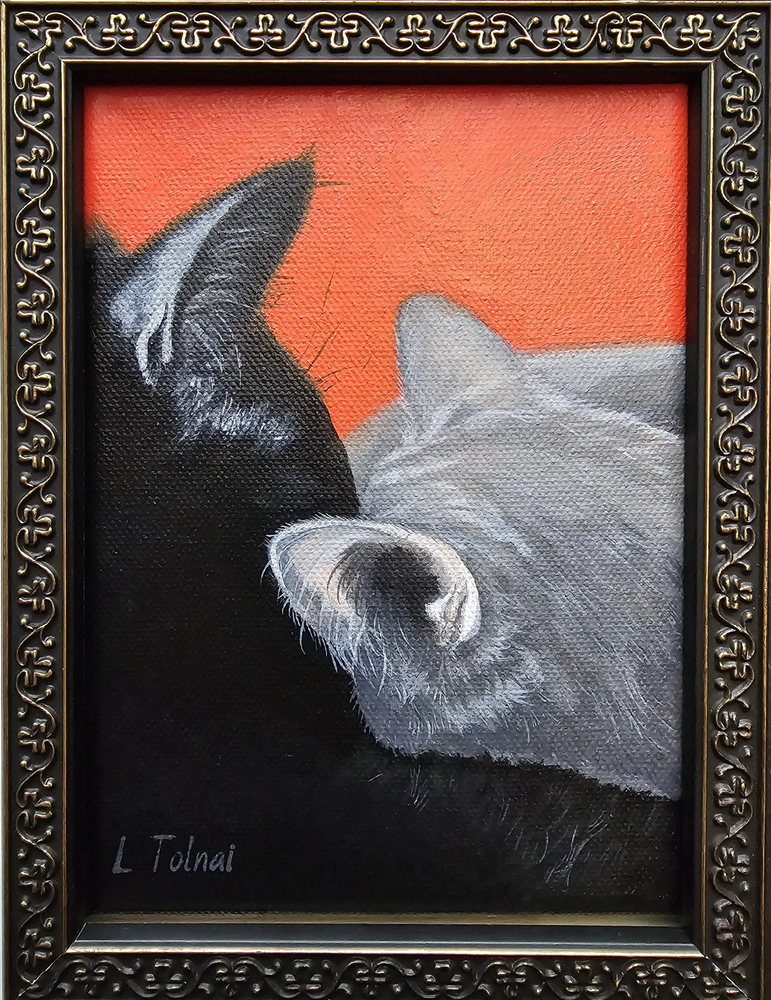 "Brotherly Love", Acrylic on canvas, 5" x 7", framed