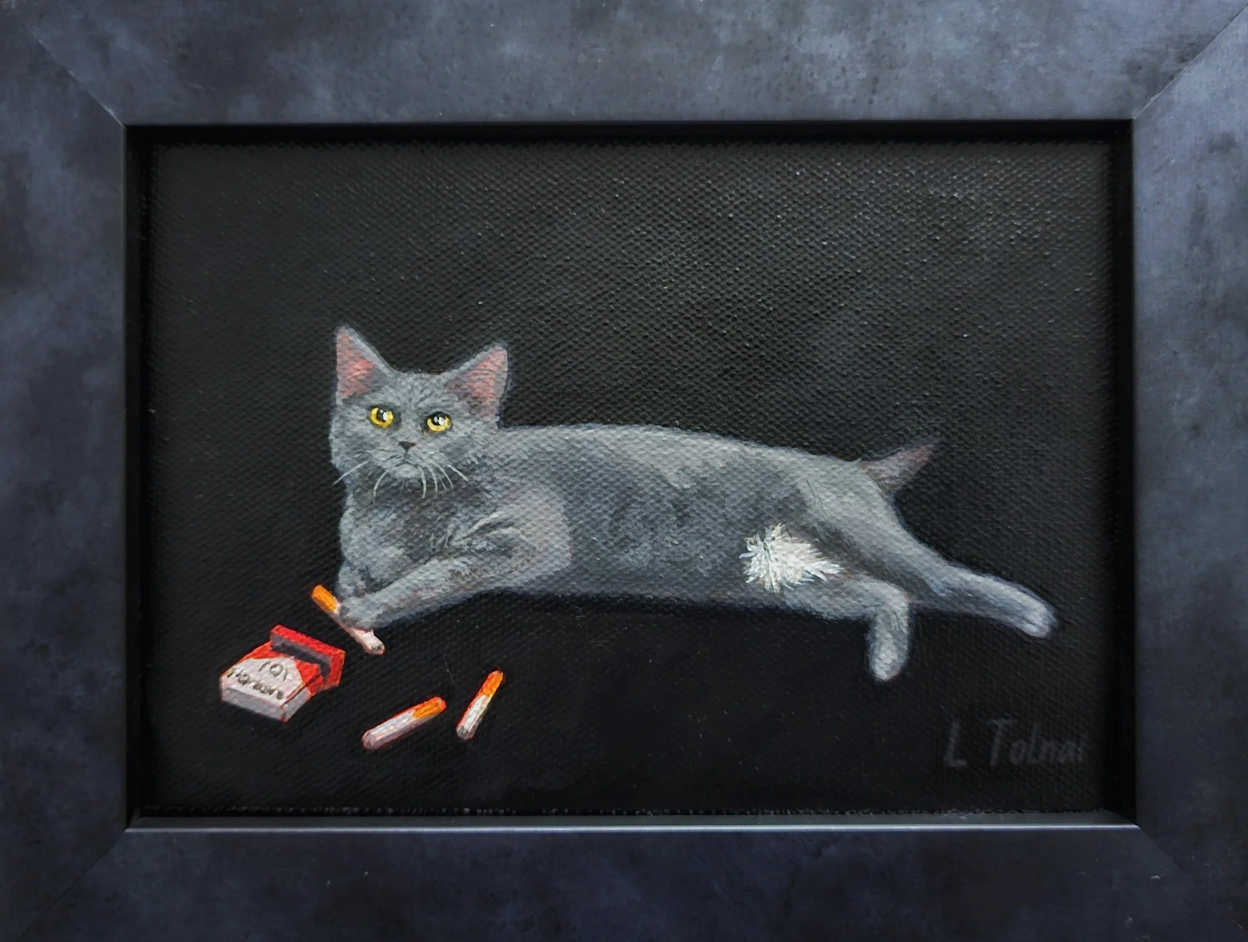 "Marlboro Man", Acrylic on canvas, 5"x7", framed