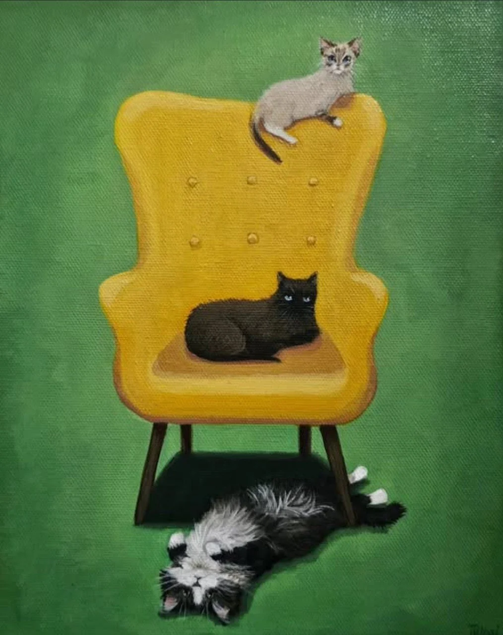 "Frenchie, Ollie, & Mouse", Acrylic on canvas, 8" x 10", commission