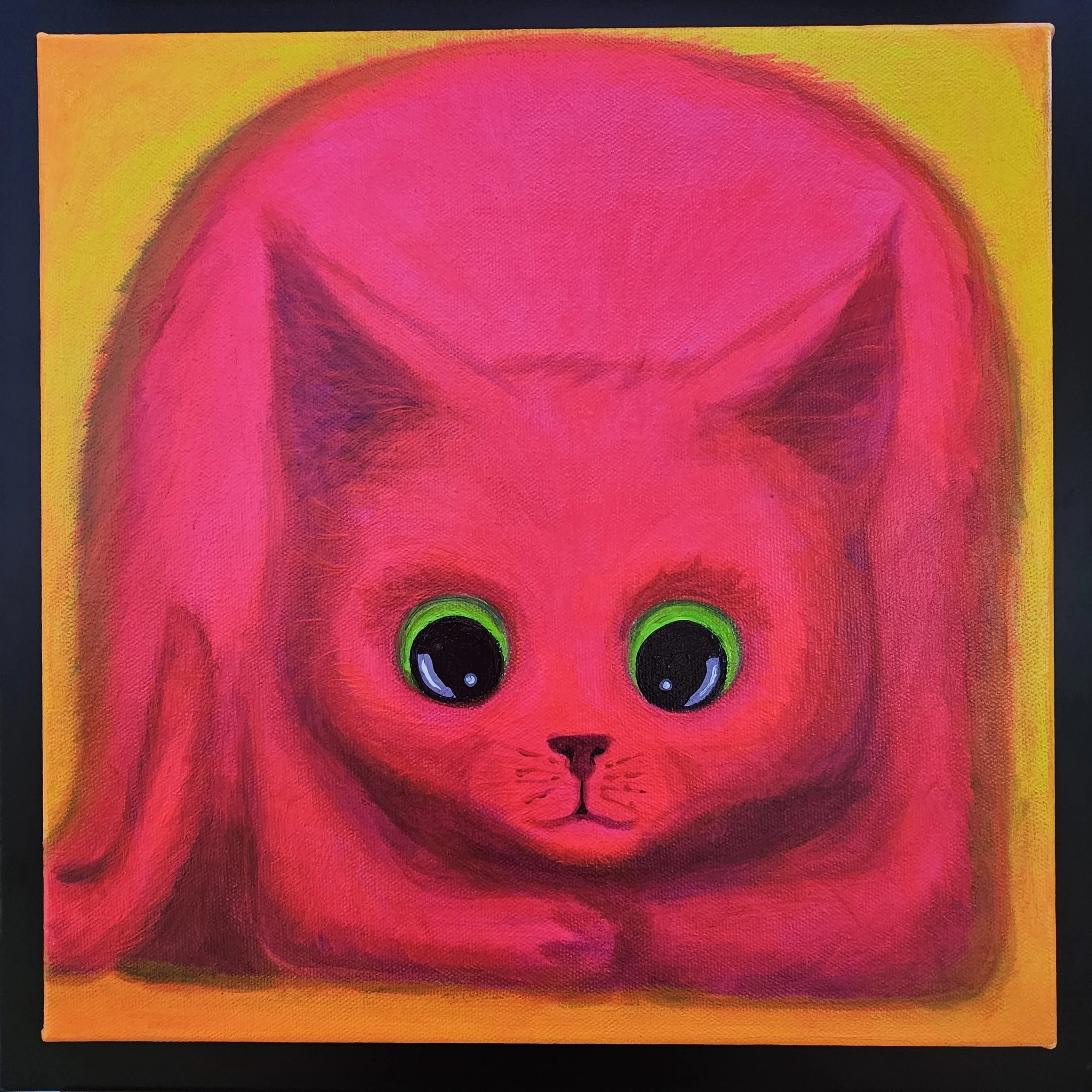 "Waiting For My CHEWY Delivery", Acrylic on canvas, 12" x 12", framed