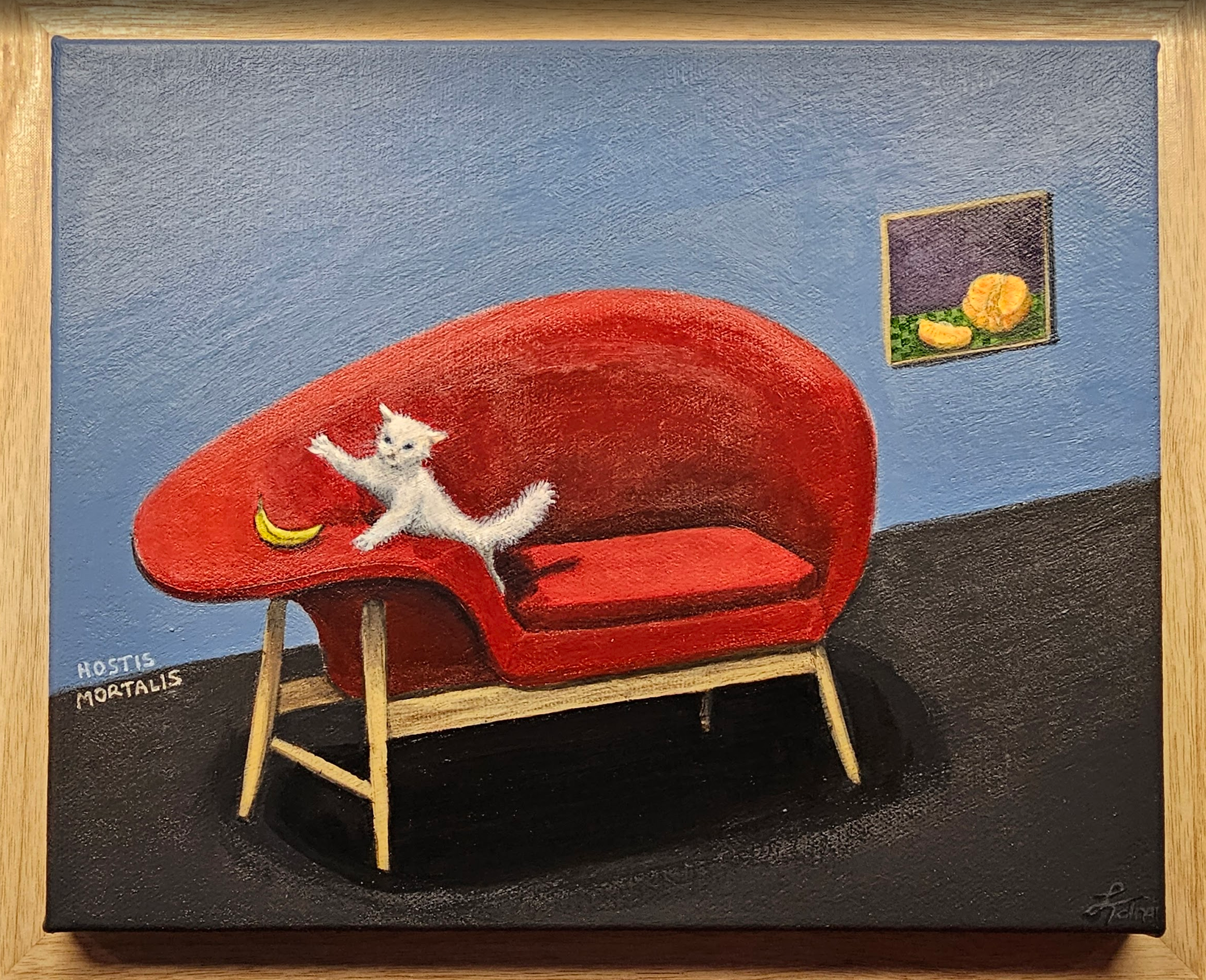 "Mortal Enemies", Acrylic on canvas, 8"x10", framed
