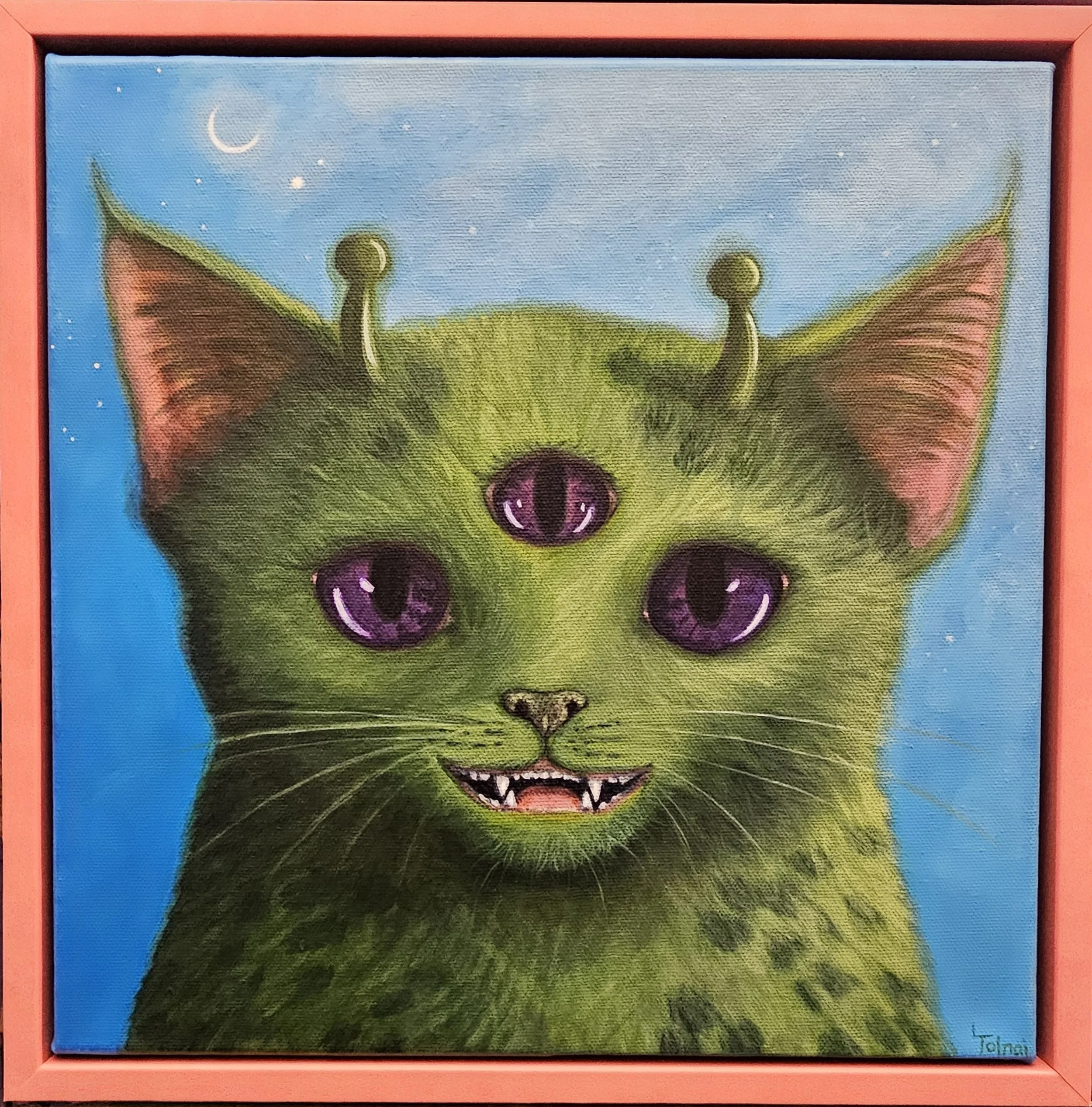 "Gremlin", Acrylic on canvas, 12" x 12", framed