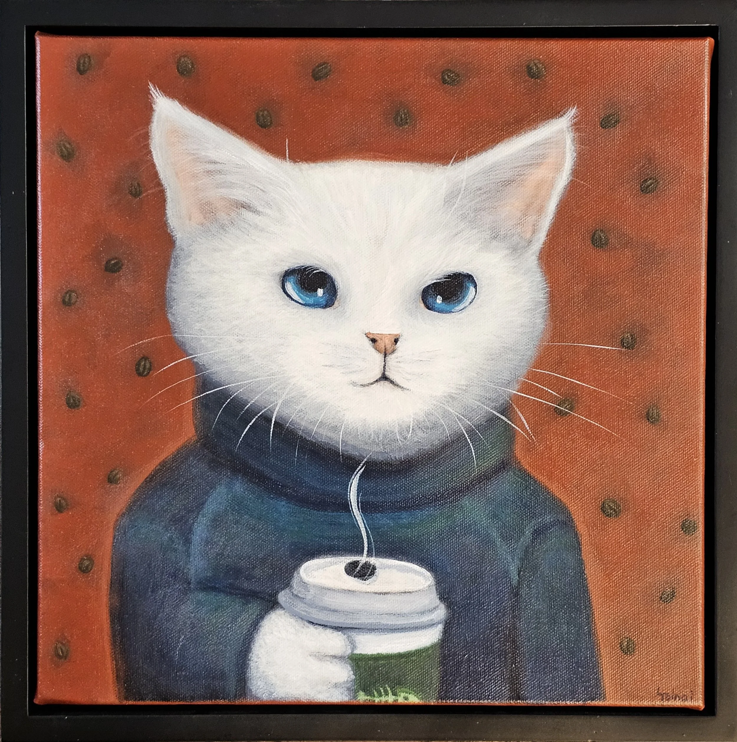 "Morning Joe", Acrylic on canvas, 12" x 12", framed - SOLD