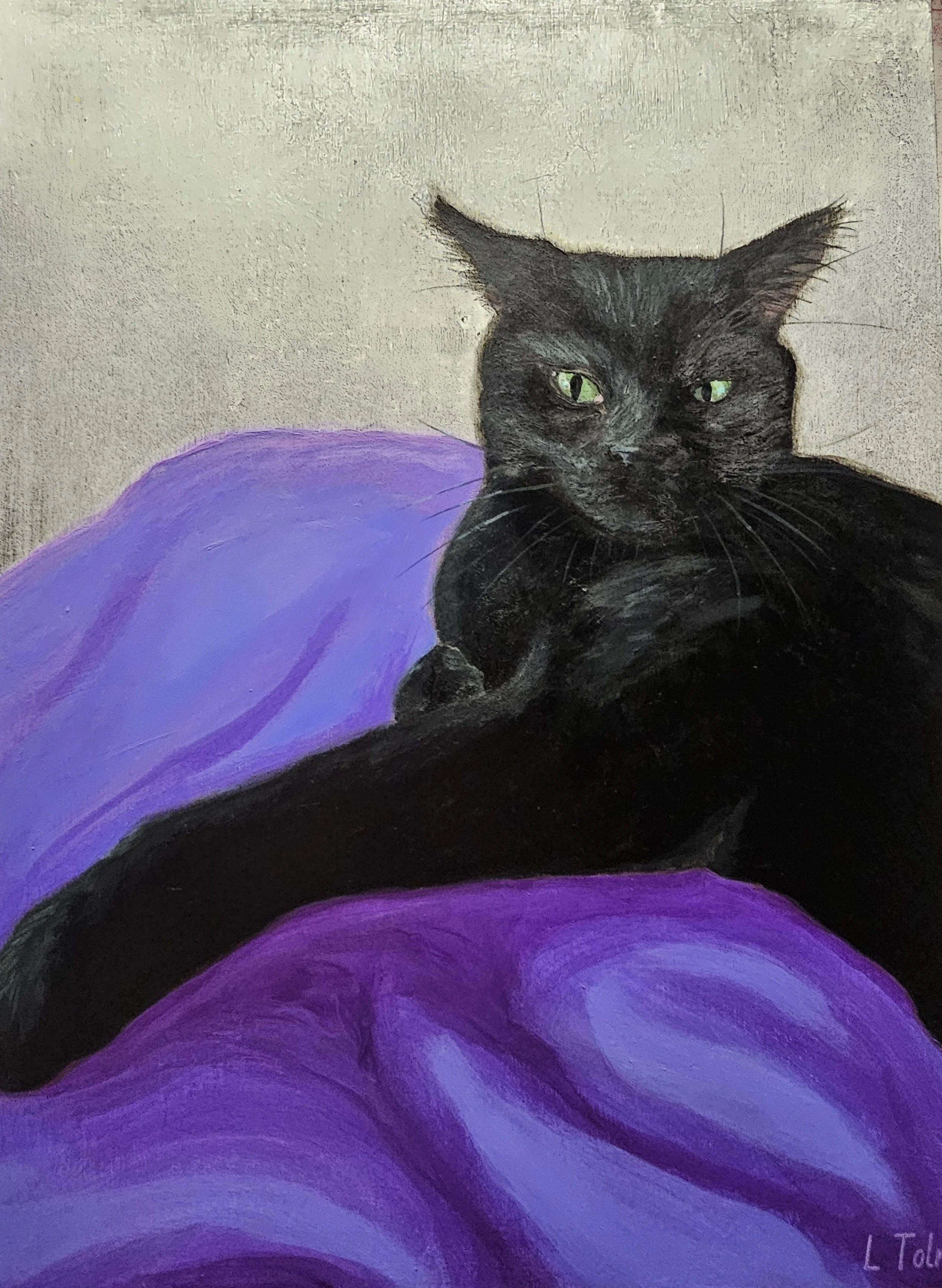 "Who Dares To Disturb My Sleep", Acrylic on gold-leaf panel, 9"x12", framed
