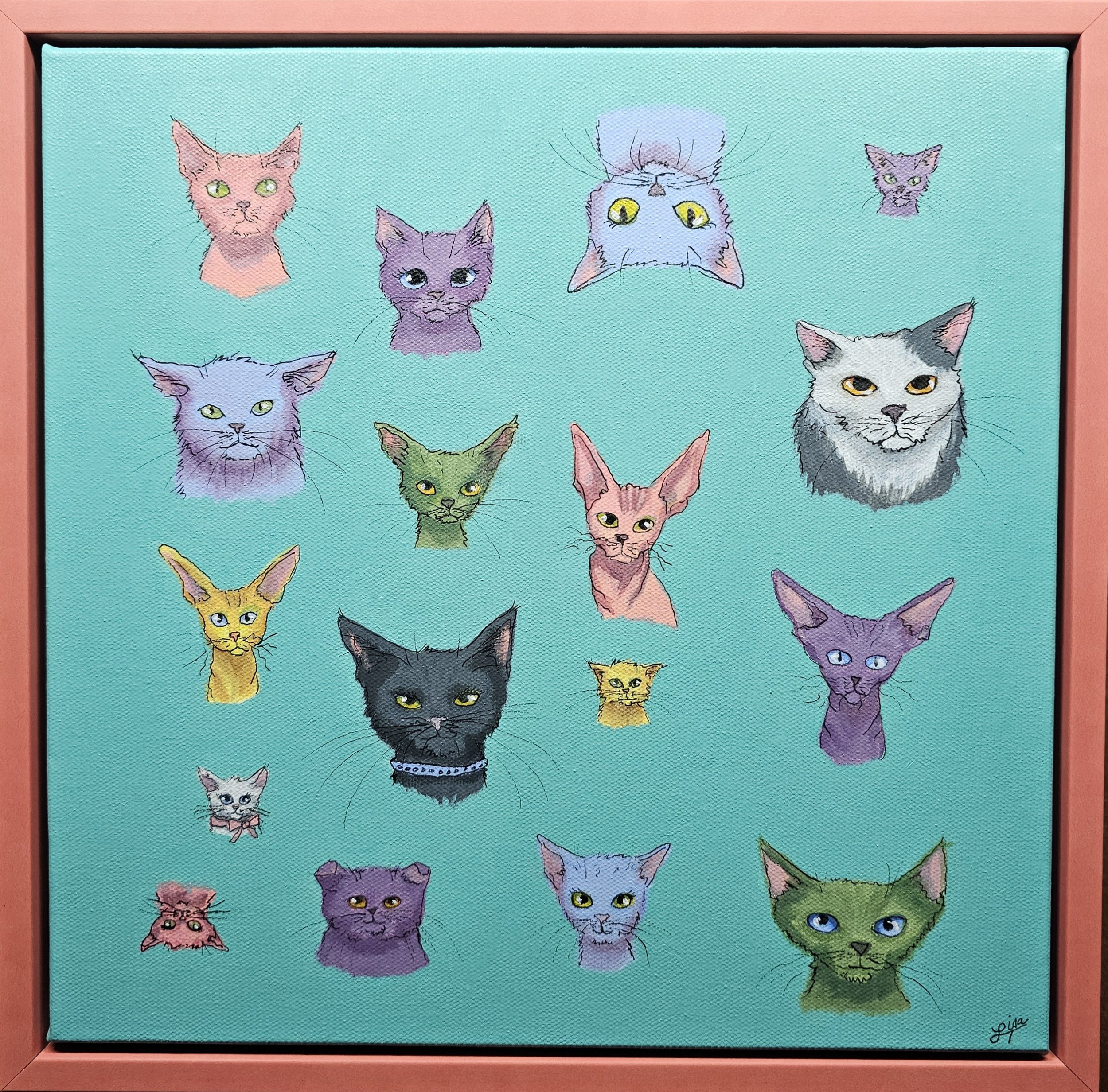 "Adopt Me", Acrylic on canvas, 12" x 12", framed