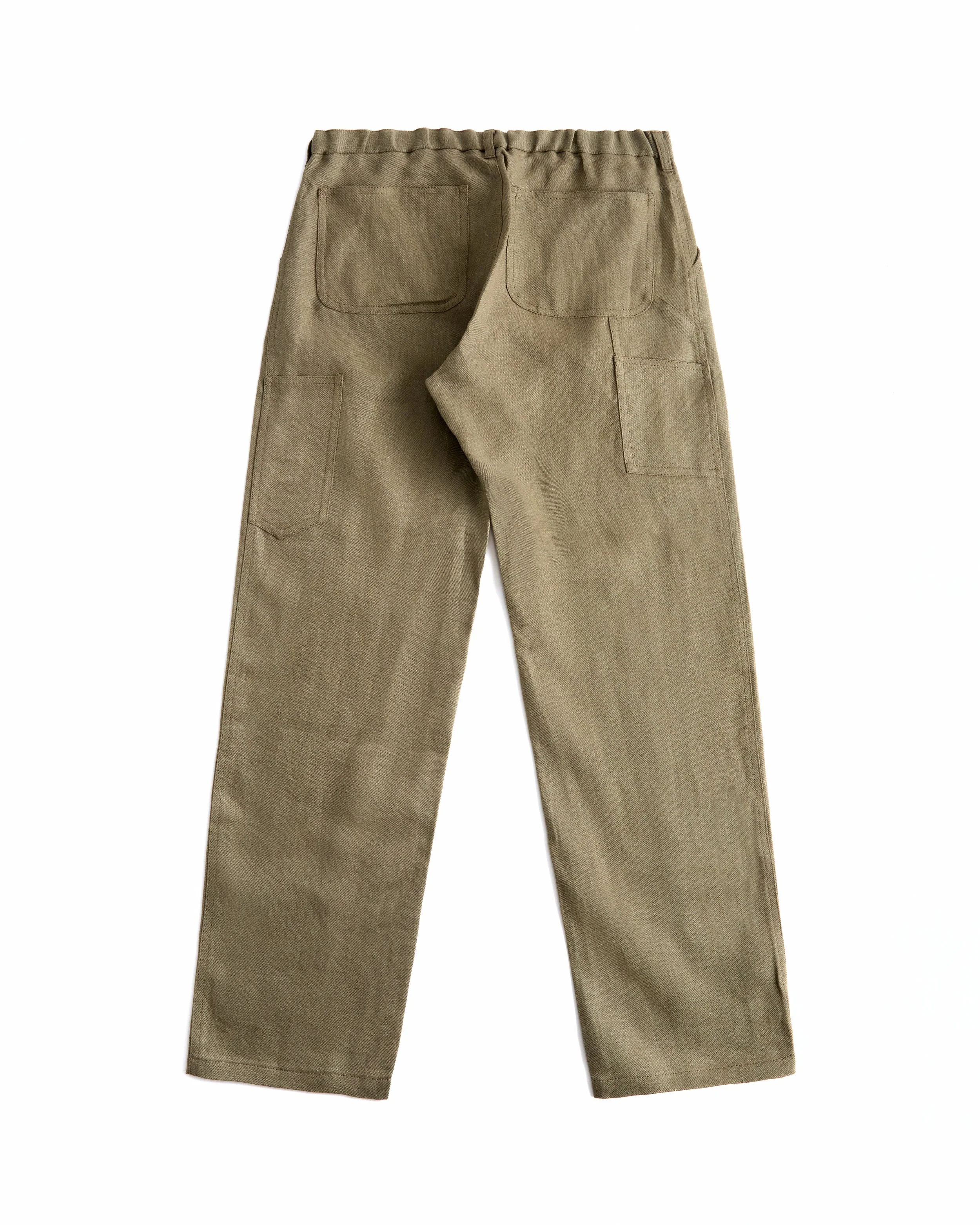 Army Green Linen Work Trouser (Back).jpg