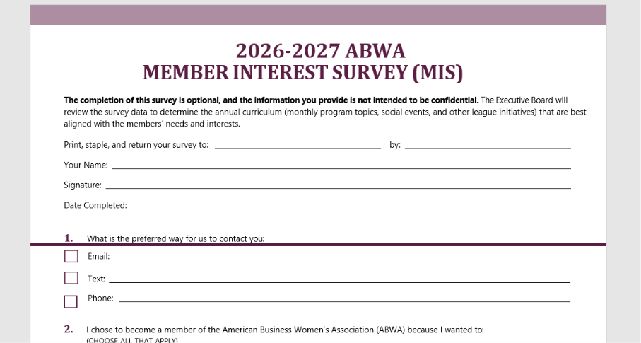 2026-2027 Member Interest Surveys