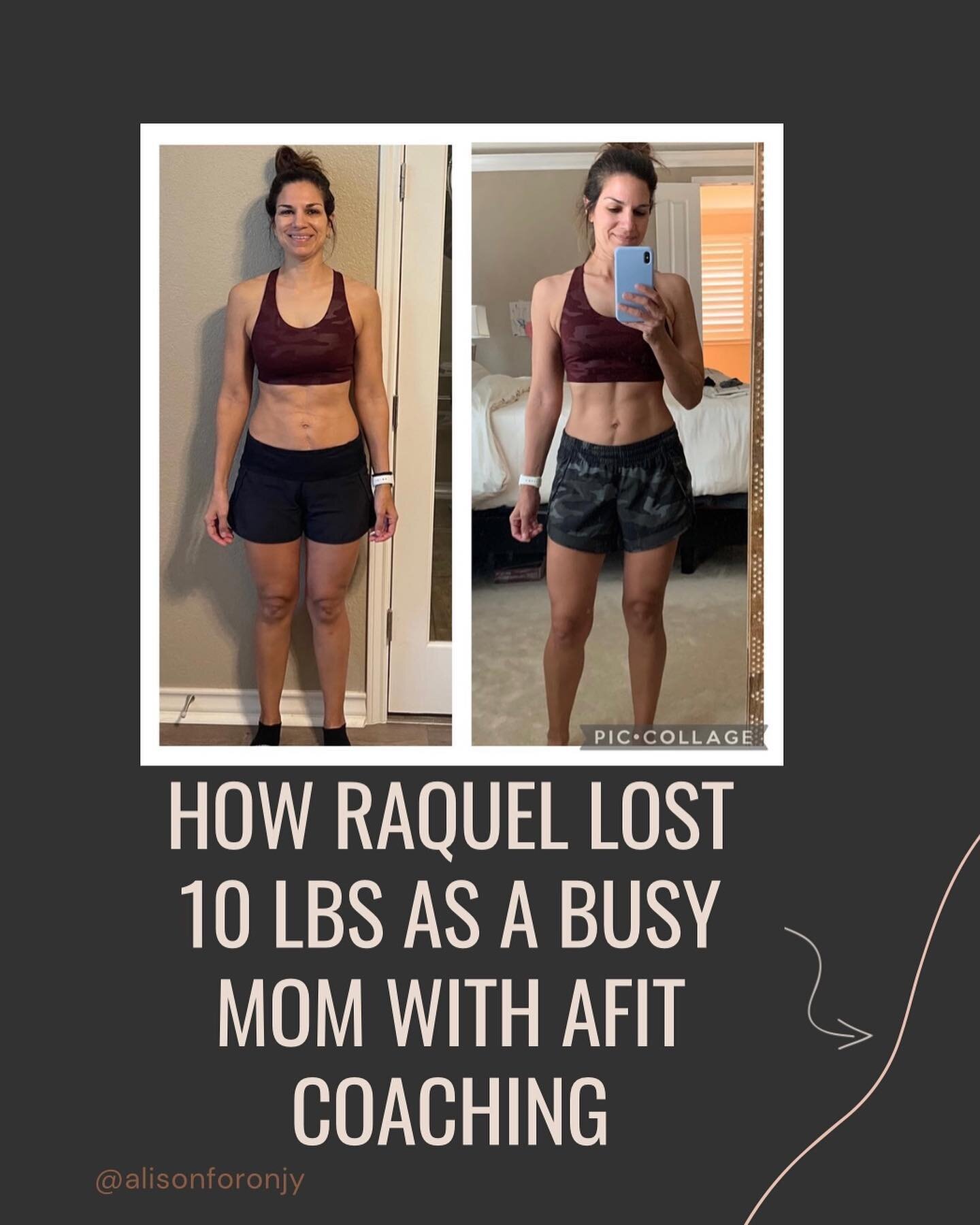 Raquel is a busy mom of two who came to me seeking out more info on how to get a nutrition certification.

After a few DM convos and realizing she was an ideal client who needed guidance on properly changing her body  I accepted her into my AFit Coac
