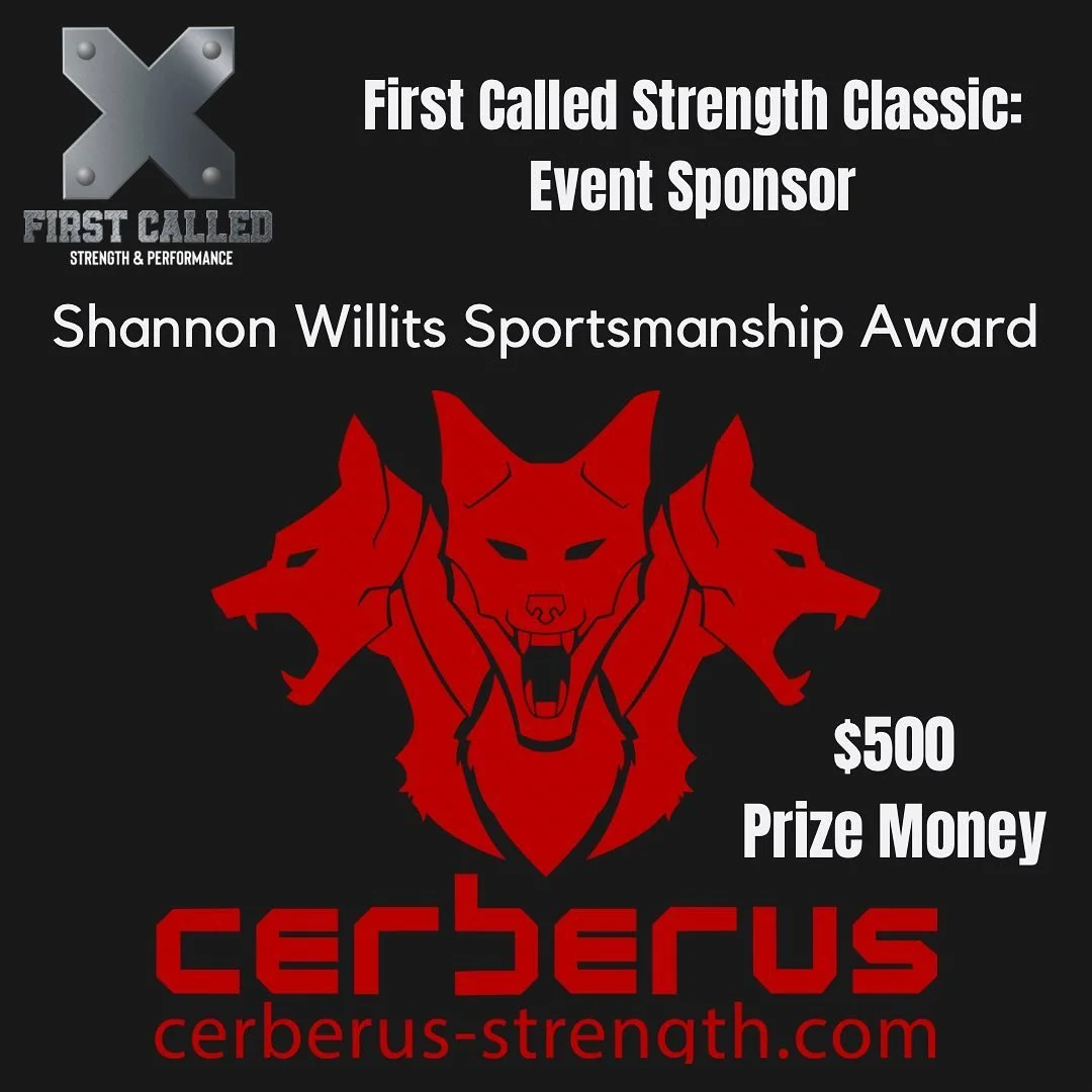 👏🏻 𝐄𝐕𝐄𝐍𝐓 𝐒𝐏𝐎𝐍𝐒𝐎𝐑⁣
⁣
The First Called Strength Classic will be recognizing one male and one female athlete to win the Shannon Willits Sportsmanship award. Each winner will receive a combined value of $250 between trophy and cash prize. ⁣