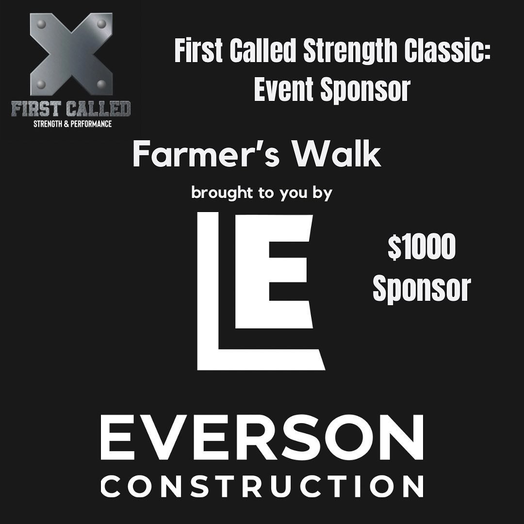 👏🏻 𝐄𝐕𝐄𝐍𝐓 𝐒𝐏𝐎𝐍𝐒𝐎𝐑⁣⁣
⁣⁣
First Called Strength Classic is happy to announce @_johneverson of Everson Construction as our sponsor ⁣⁣for the very unique Farmer&rsquo;s Walk event. 
⁣⁣
John will help construct timber-like top loaded farmer&rs