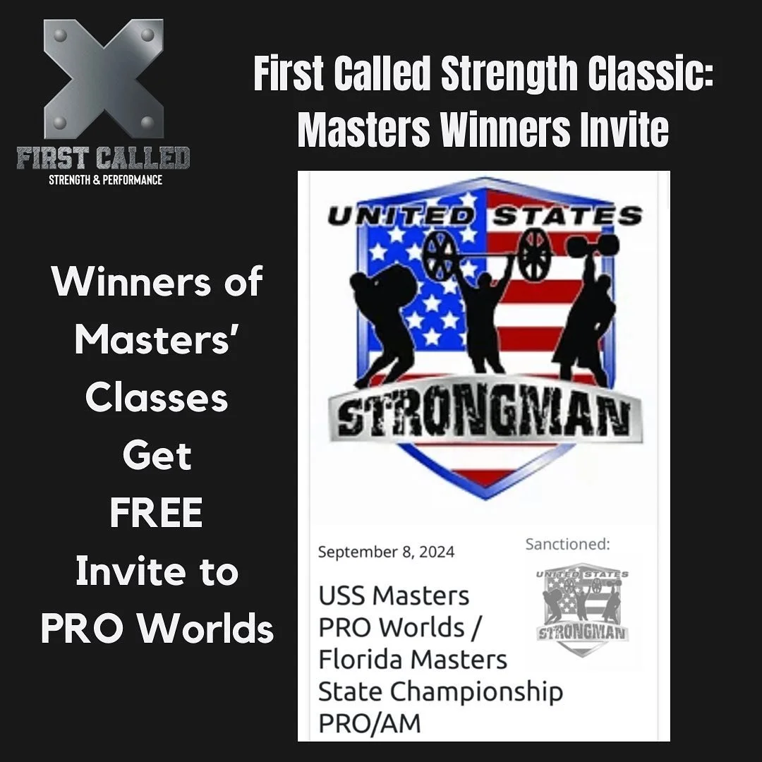 📣 𝐁𝐑𝐄𝐀𝐊𝐈𝐍𝐆 𝐍𝐄𝗪𝐒⁣
⁣⁣⁣
More exciting news coming for the First Called Strength Classic! ⁣
⁣⁣⁣
Thanks to @stevenmcoyne and @floridastrongman the overall winners of the Men and Women&rsquo;s Masters classes will receive a FREE invite to the 