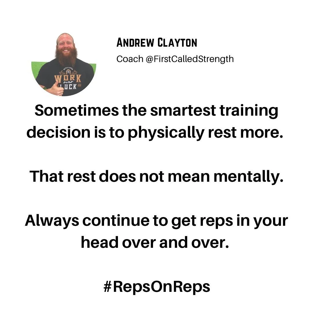 💪🏻 𝐆𝐞𝐭 𝐭𝐡𝐞 𝐫𝐞𝐩𝐬 ⁣
⁣
Visualization is a powerful tool for any athlete, especially a strength athlete. ⁣
⁣
Run through your future lifts over and over adding vivid detail and color. What plates are you loading? What shirt are you wearing? W