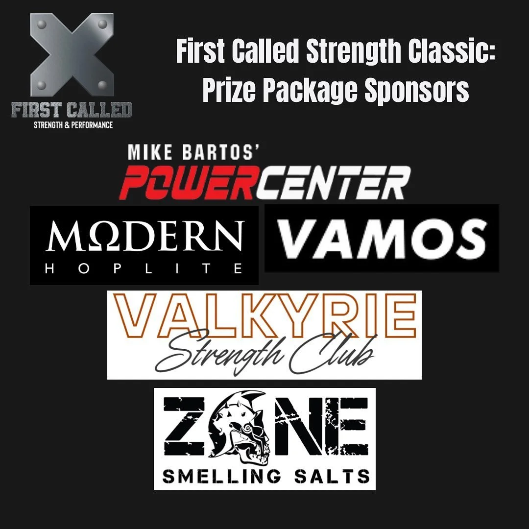 🎁 𝐌𝐎𝐑𝐄 𝐏𝐑𝐈𝐙𝐄𝐒!!⁣
⁣⁣
First Called Strength Classic is blessed to have so many awesome companies hop in to give prizes to our athletes!⁣
⁣
@mbpowercenter is providing prize packages to podium winners (and throwing a shiny new custom axle in 