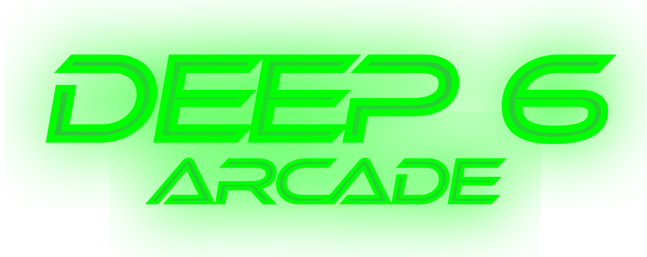 Bright green background with the words "DEEP" written in large, stylized font and "ARCADE" written below in smaller font.