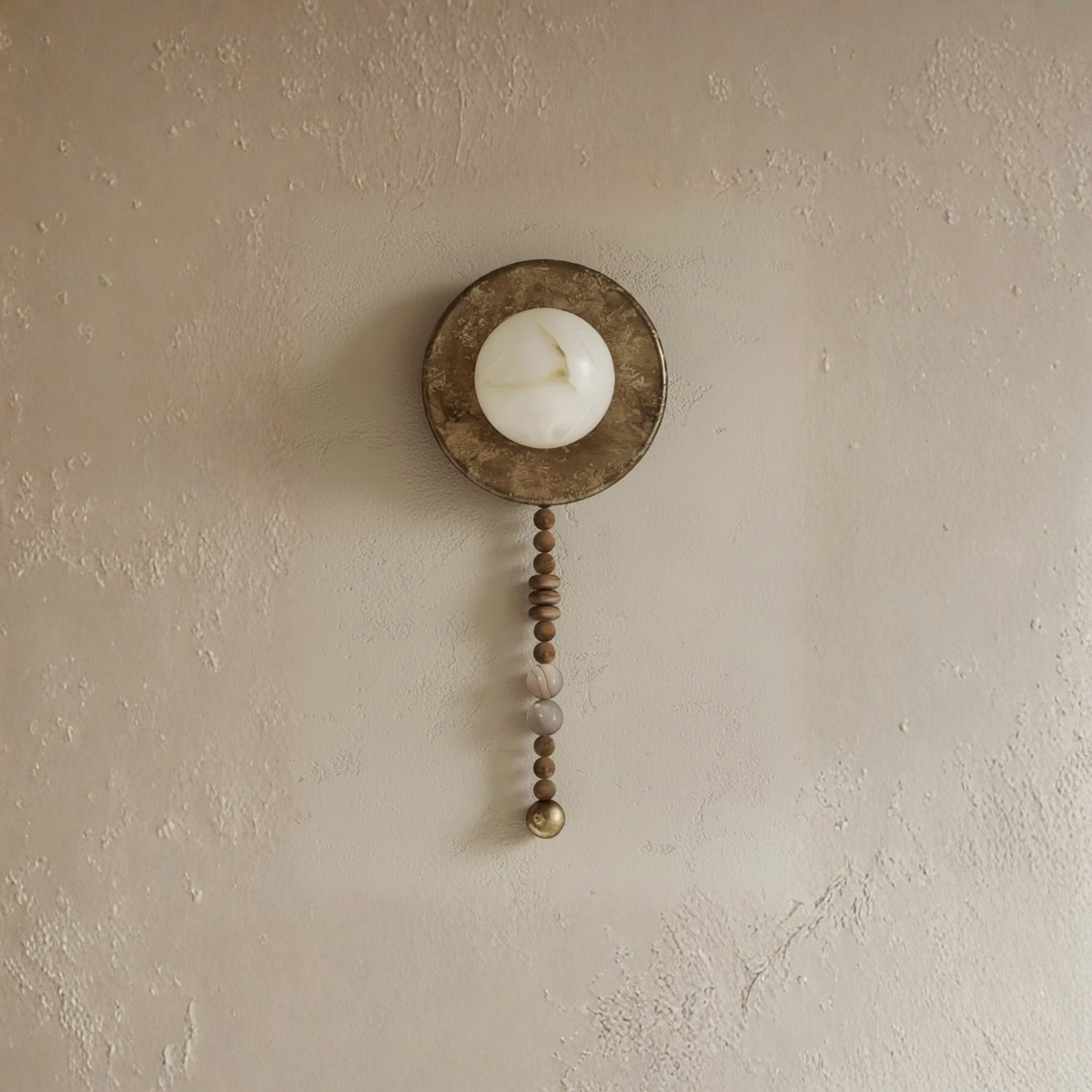 Alabaster &amp; Wood Wall Sconce