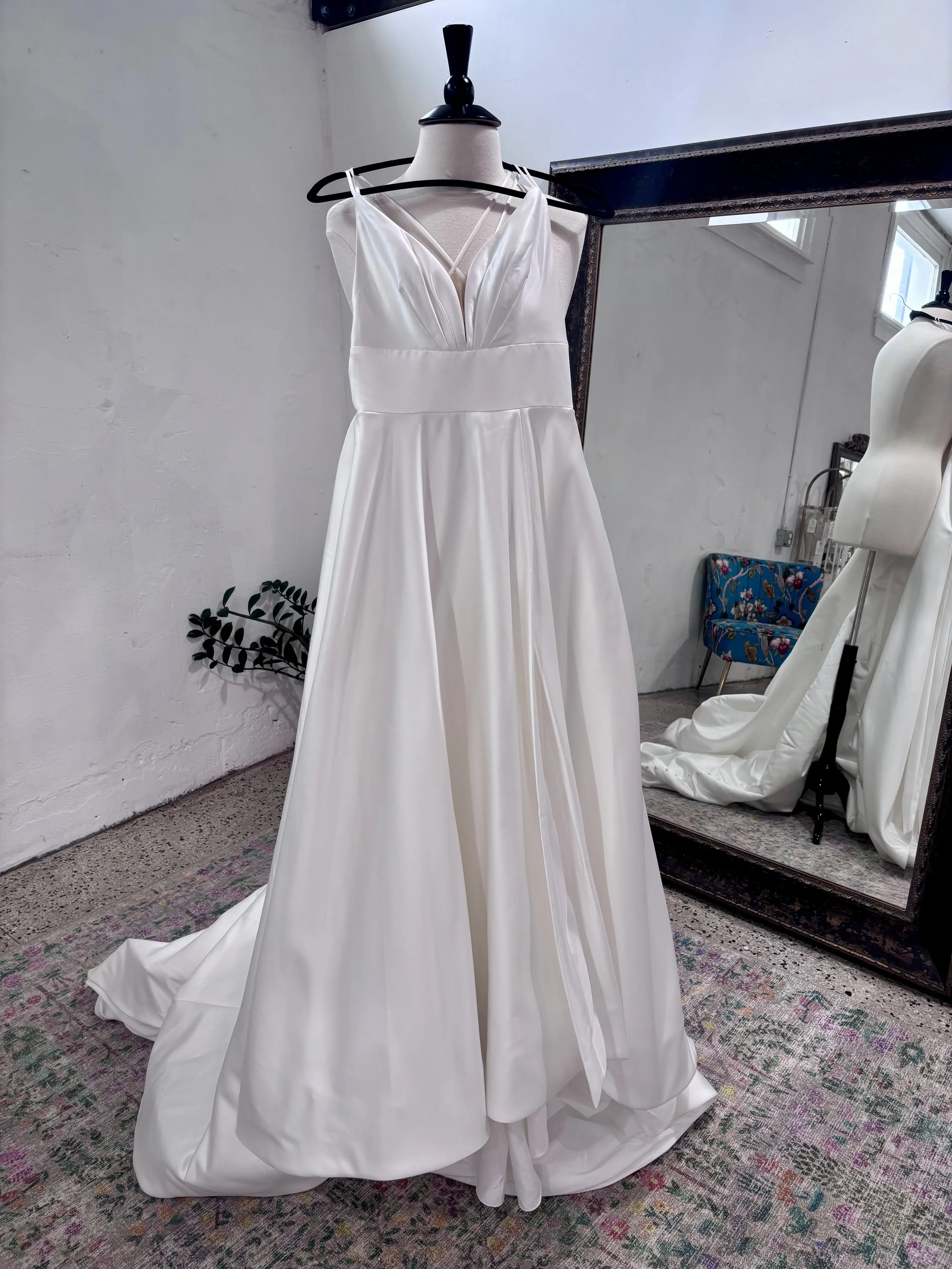 private label satin spaghetti  strap a-line