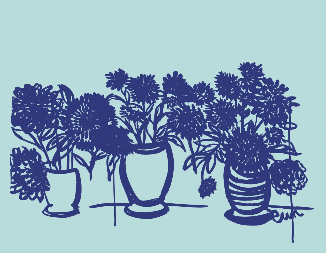 3 Vases Dahlia Art Print